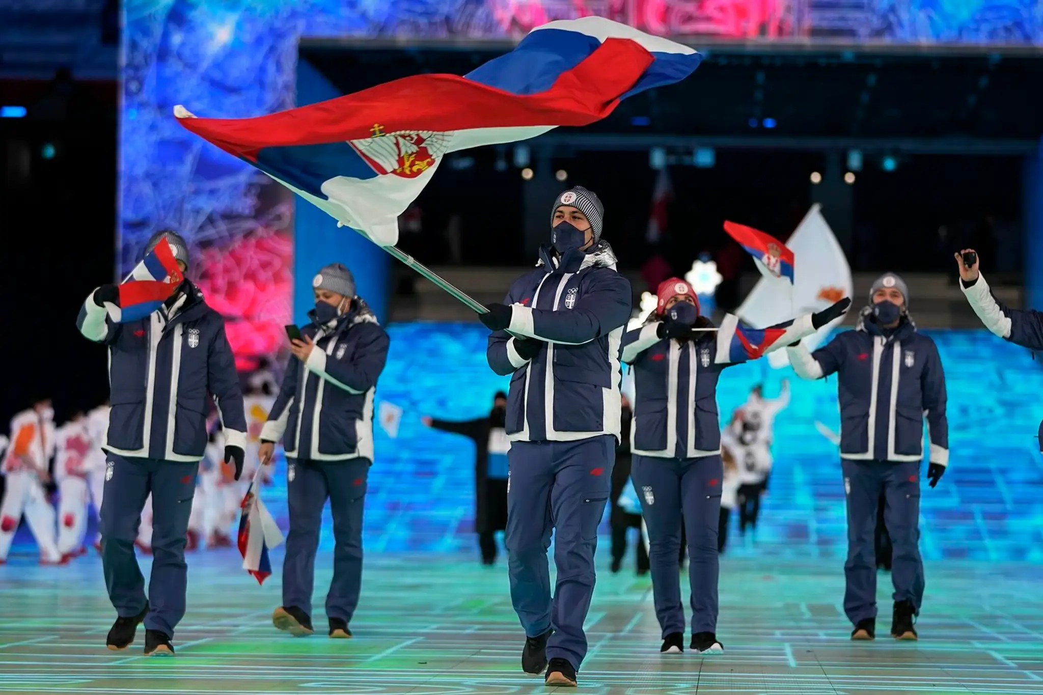 Atléti Srbska na otváracom ceremoniáli ZOH 2022.
