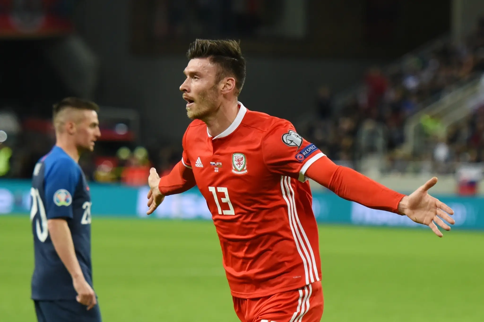 Slovenskí reprezentanti reagujú po kvalifikácii EURO 2020 s Walesom.