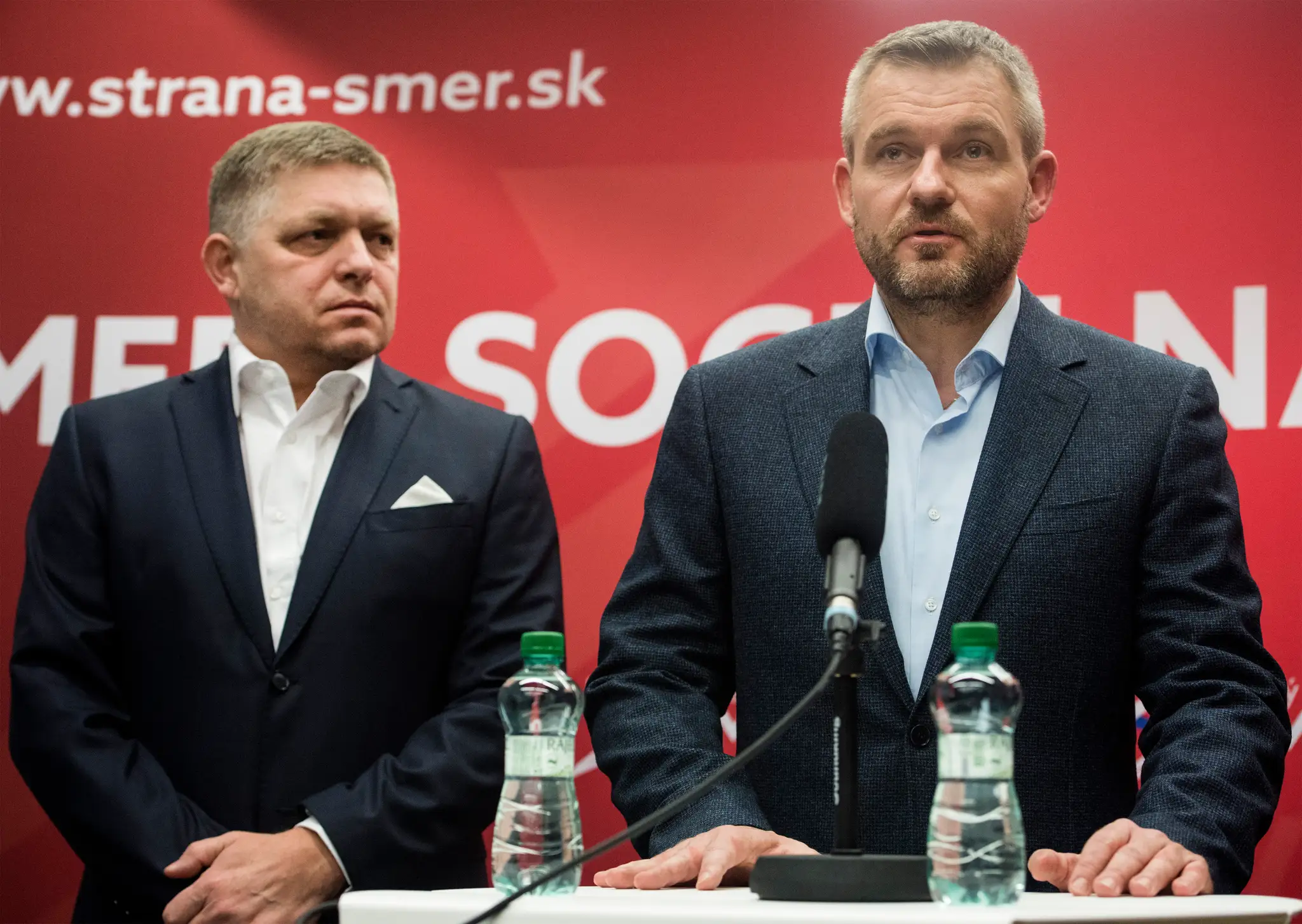 Predseda Smeru a líder kandidátky. Peter Pellegrini a Robert Fico po voľbách 2020