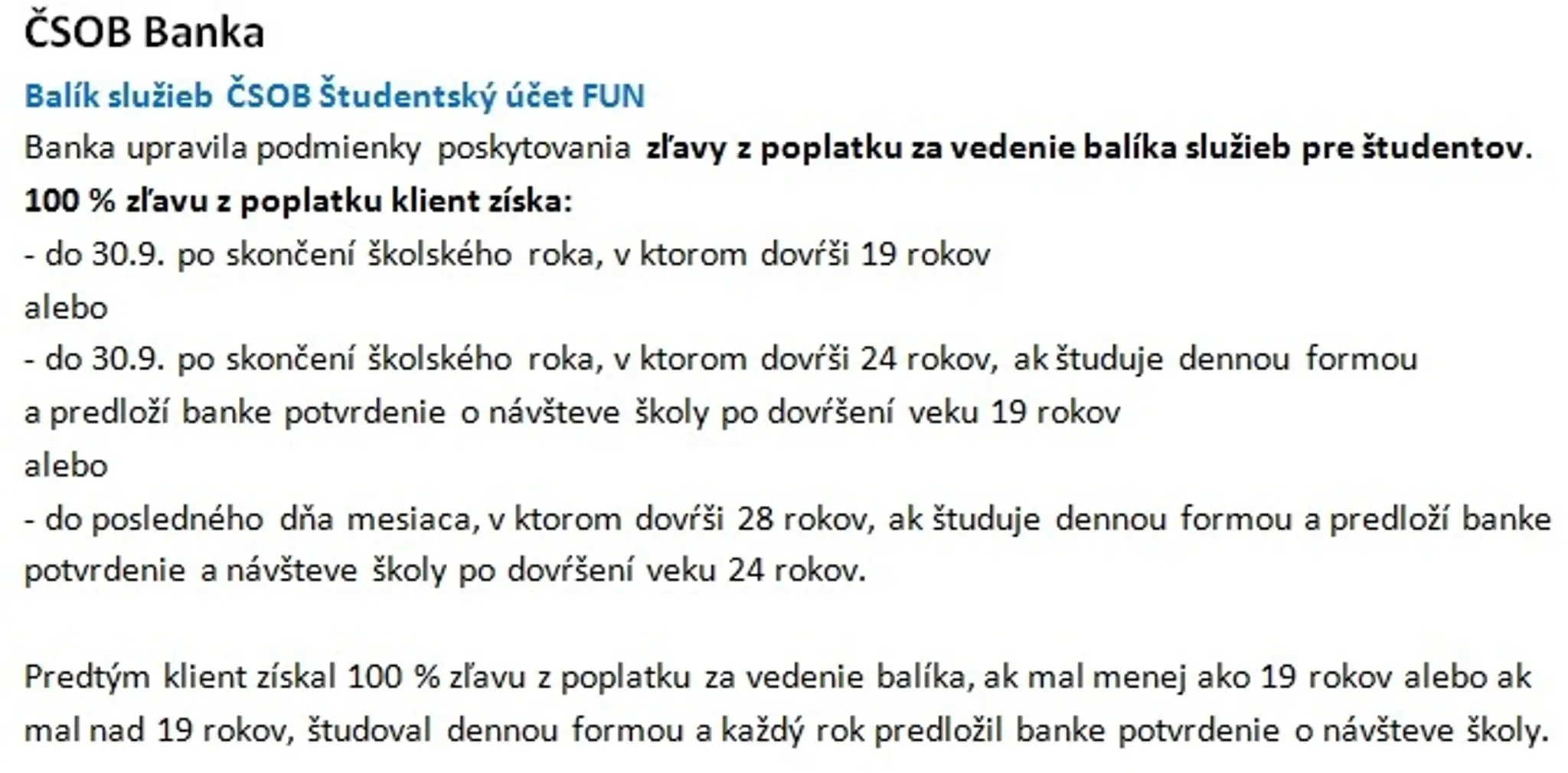 Poplatky v ČSOB.