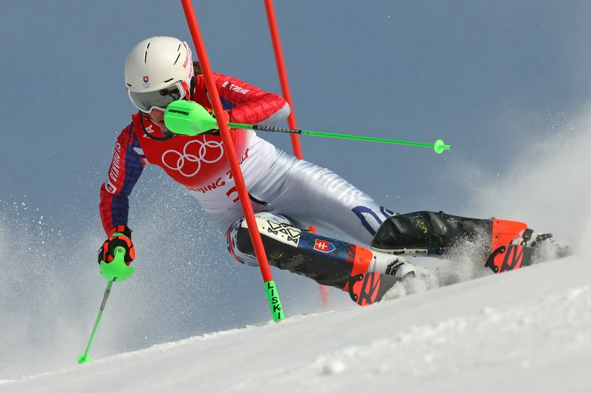 Lyžiarka Petra Vlhová v 2. kole slalomu na ZOH 2022.