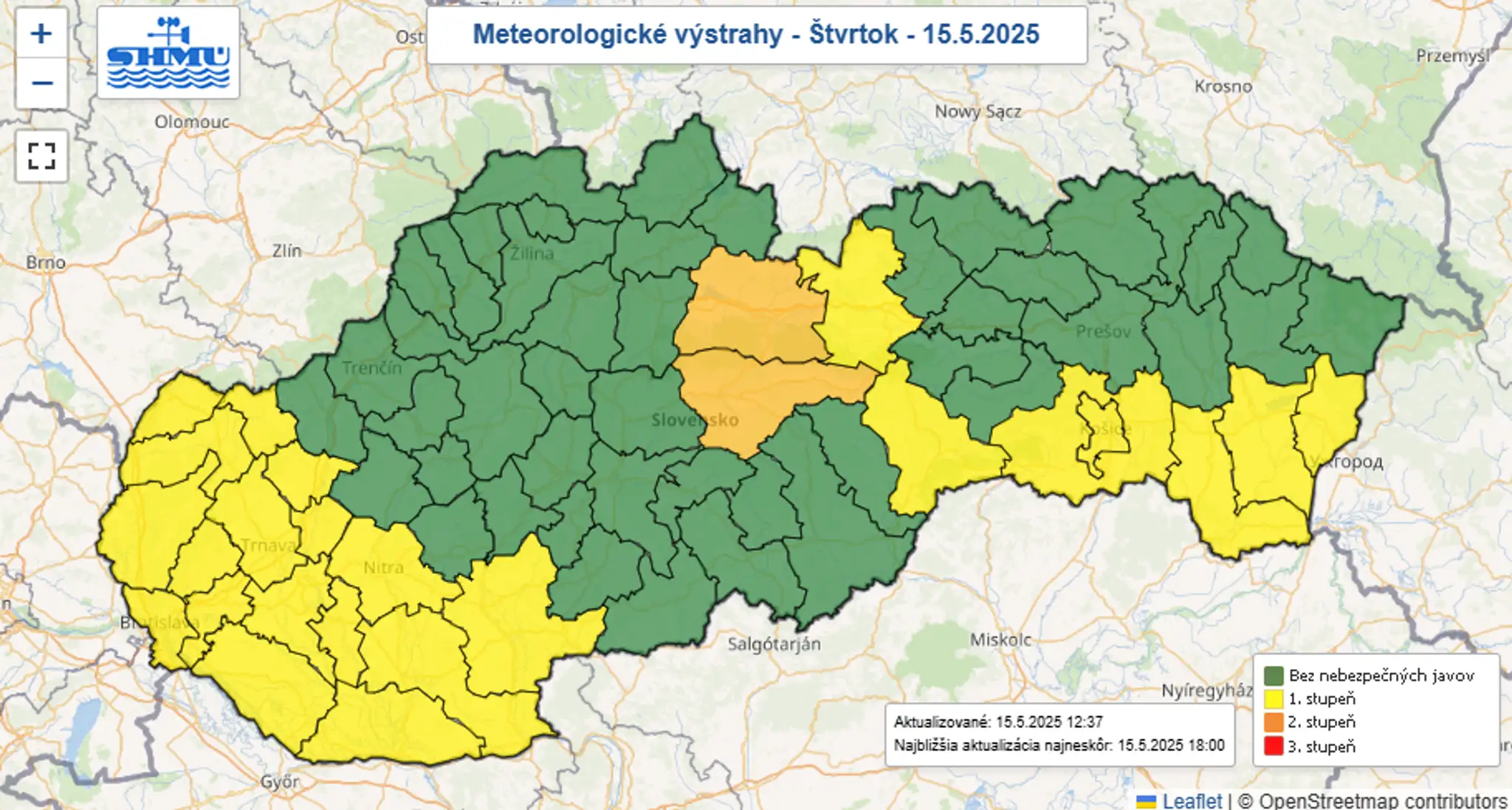 Výstrahy na štvrtok