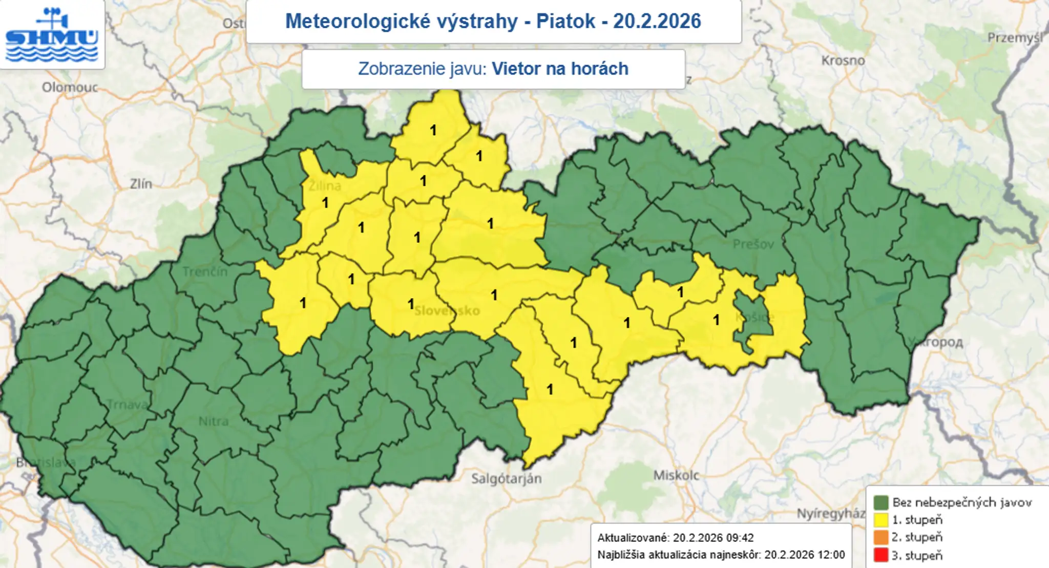 Aktuálne výstrahy pred vetrom na horách.