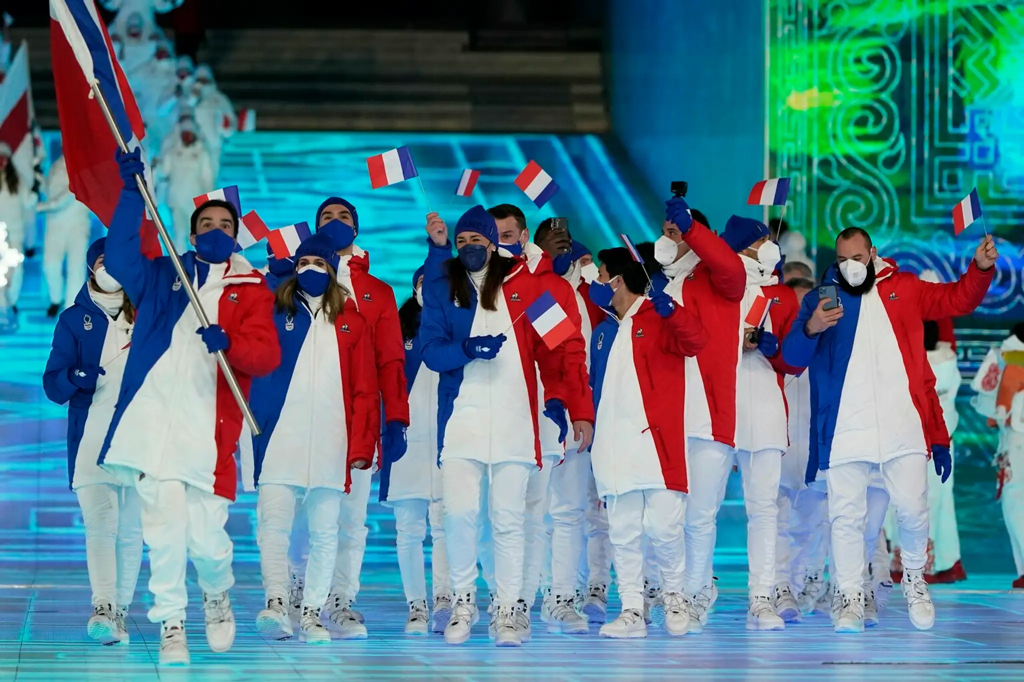 Francúzski atléti na otváracom ceremoniáli ZOH 2022.