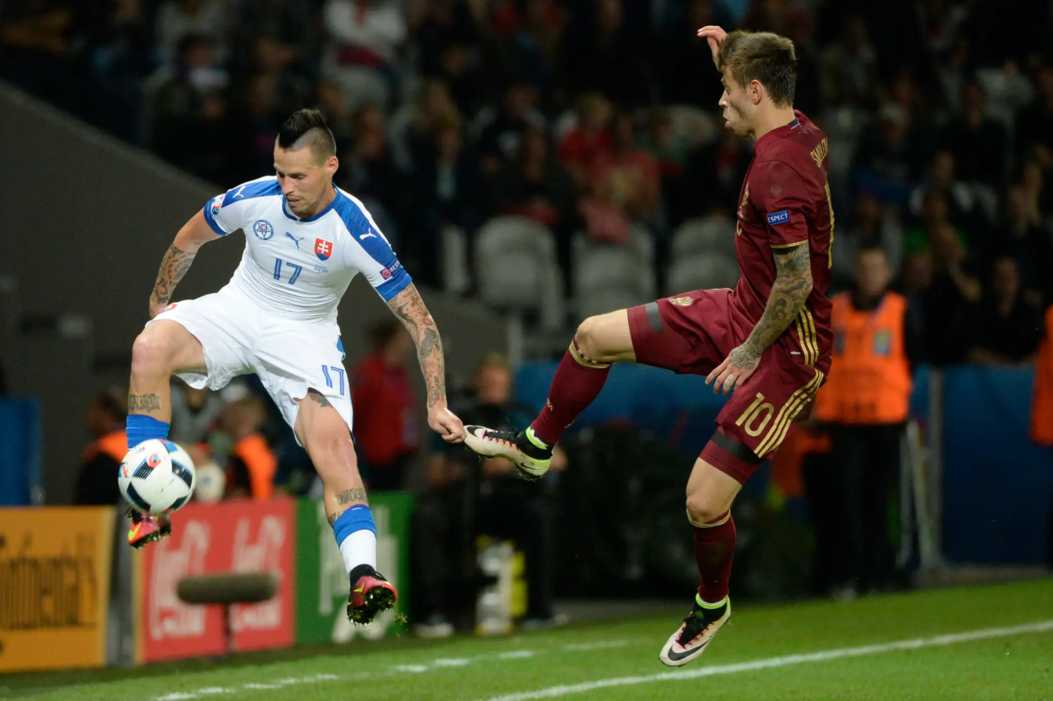 Marek Hamšík v zápase s Ruskom.