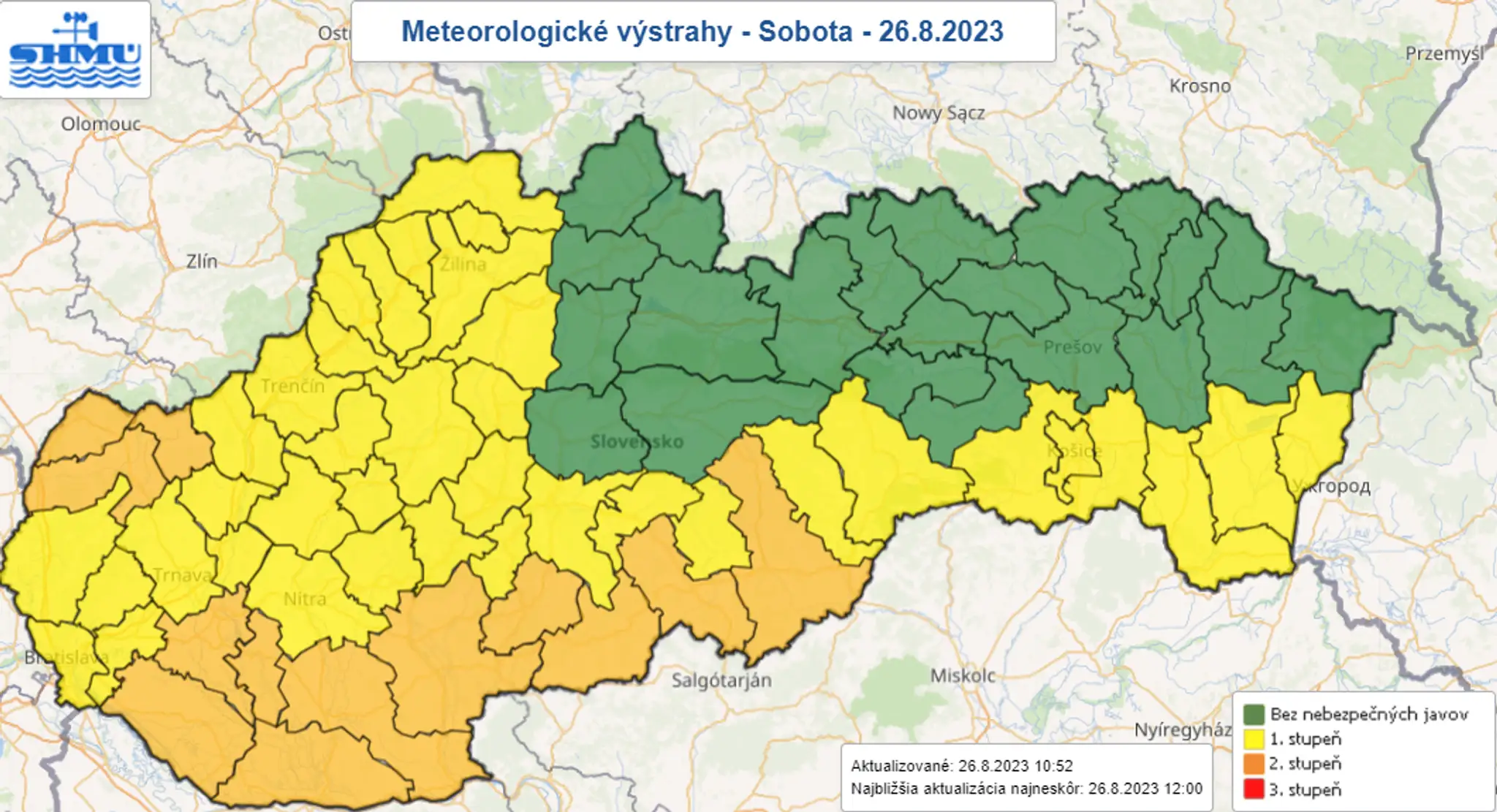 Výstrahy na sobotu 26. augusta.