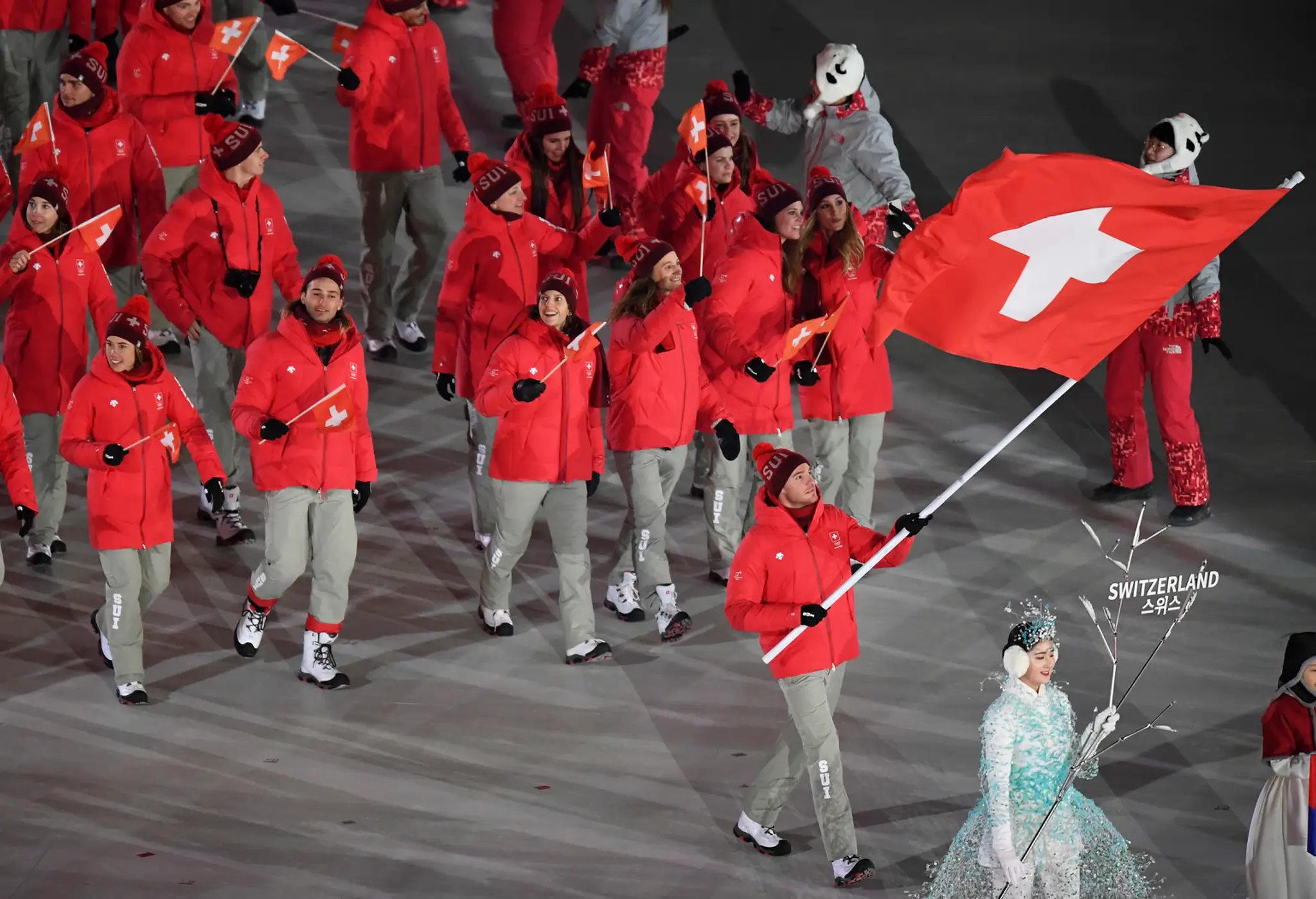 Srbskí športovci na otváracom ceremoniáli ZOH 2018.