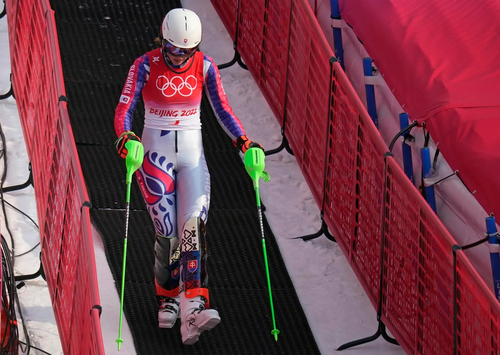 Slovenka Petra Vlhová po 1. kole slalomu na ZOH 2022.