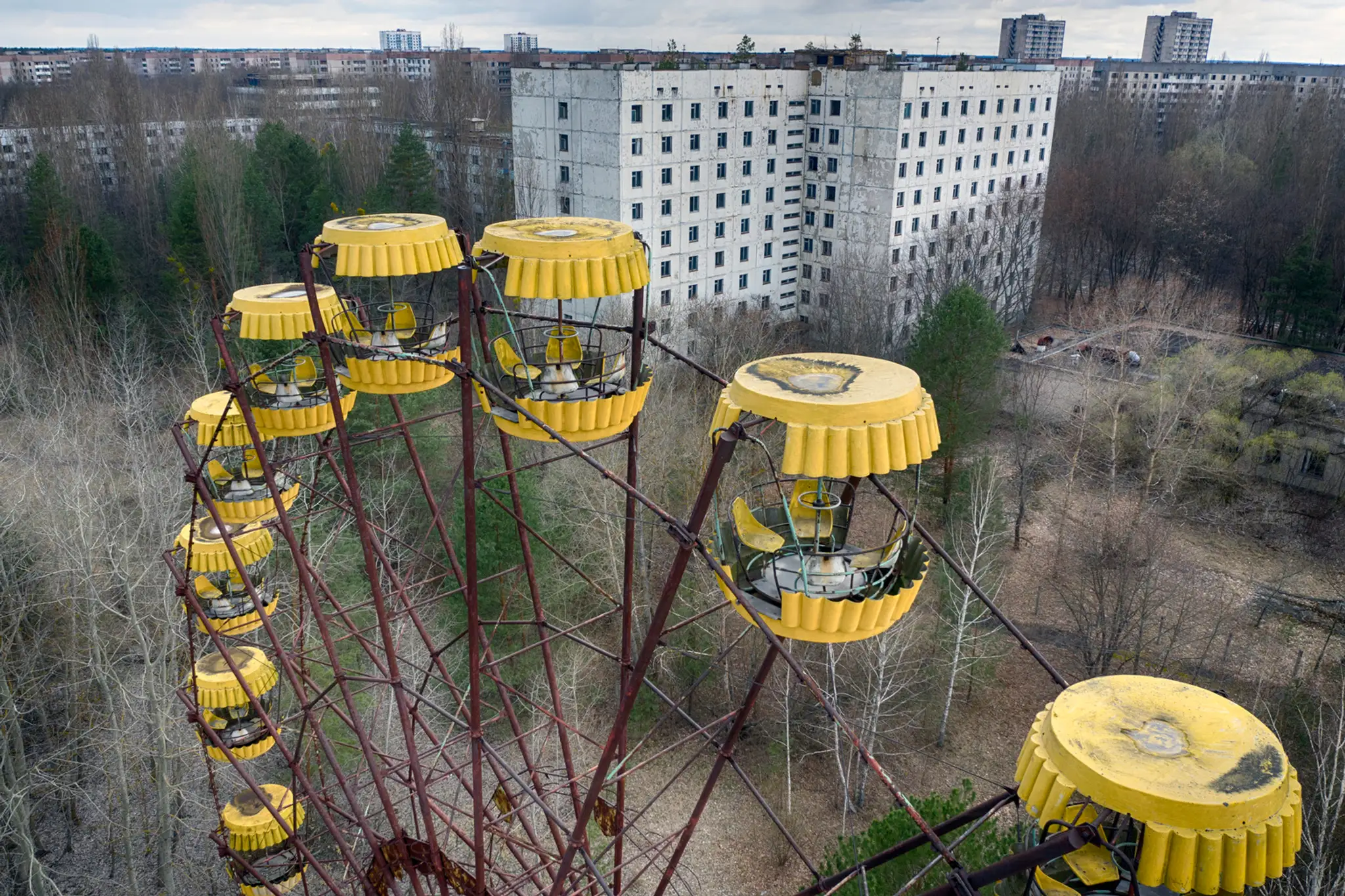 Vyľudnené mesto Pripjať pri černobyľskej atómovej elektrárni