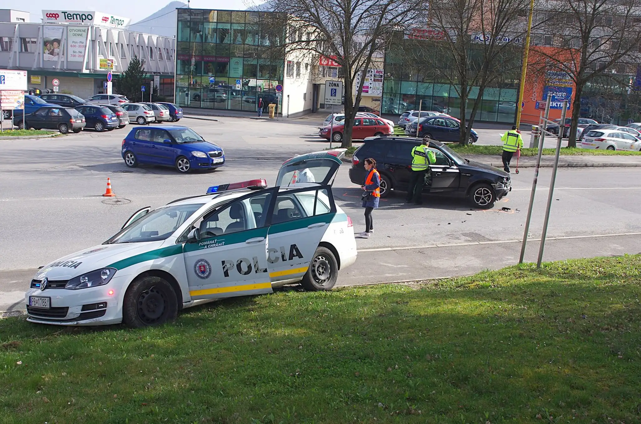 Mladá vodička na BMW nabúrala do policajtov