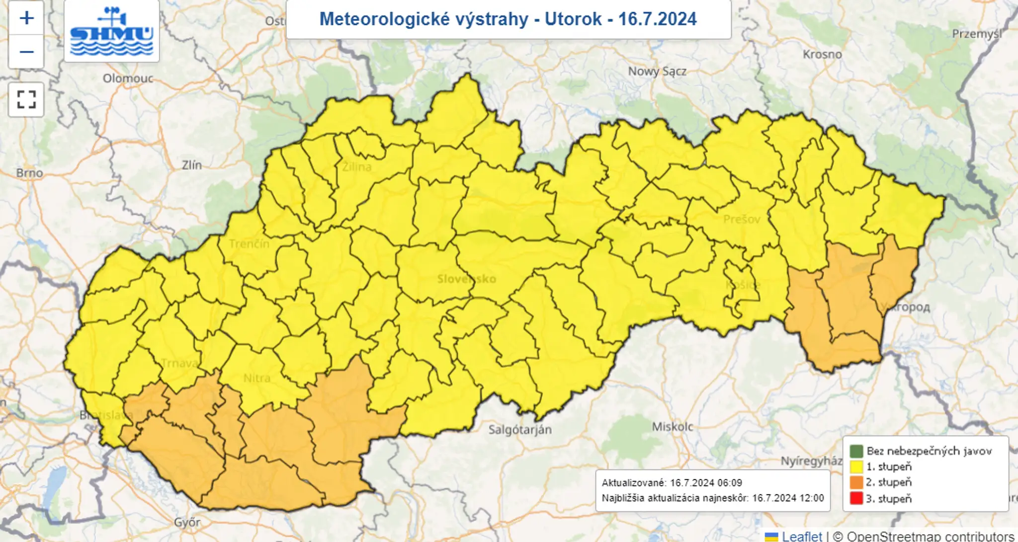 Mapa výstrah.