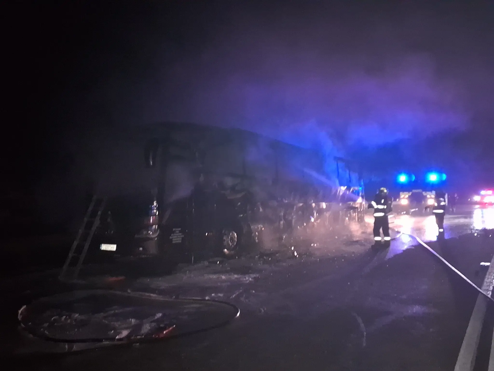 Požiar autobusu na Dargovskom kopci