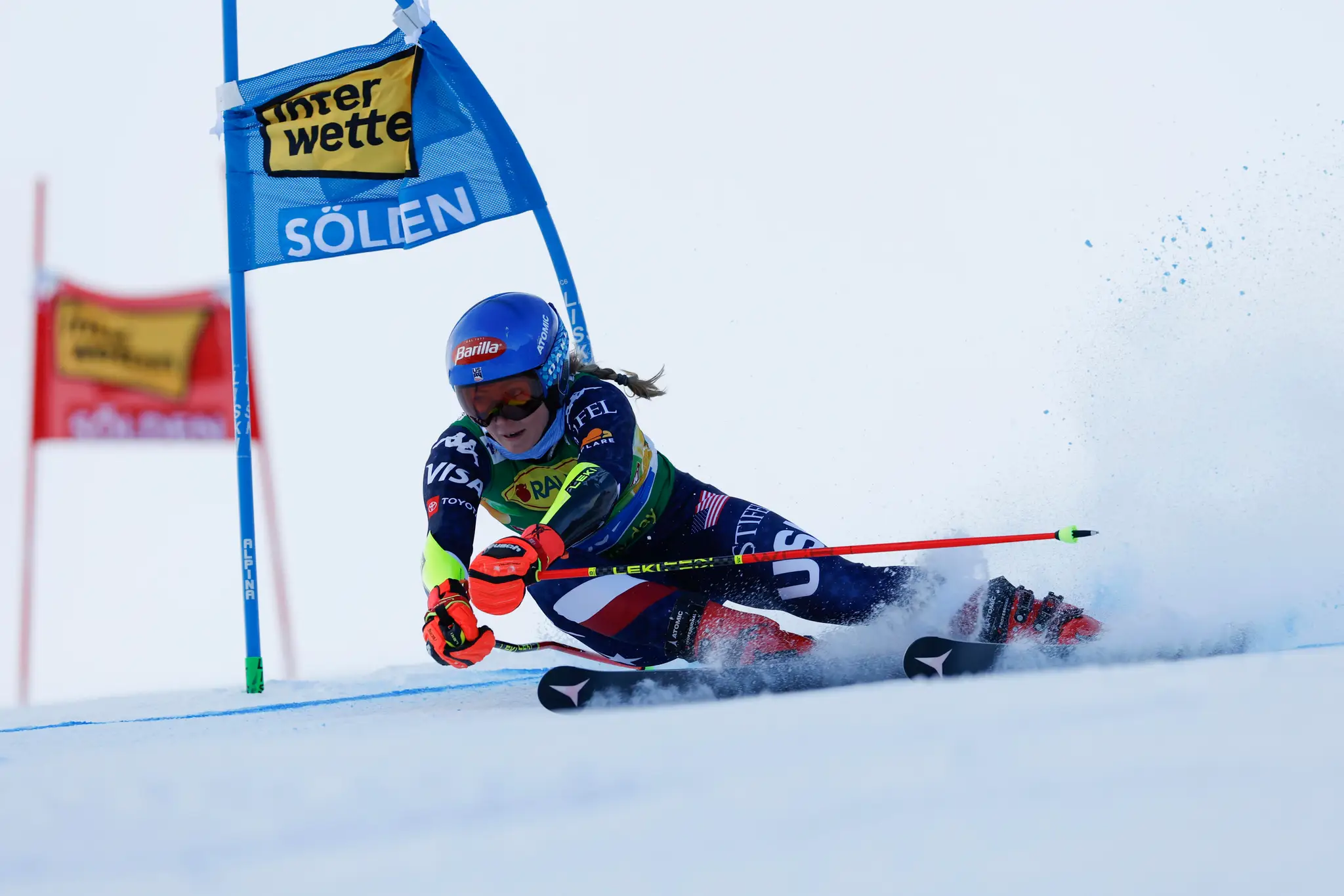 Na snímke americká lyžiarka Mikaela Shiffrinová na trati.