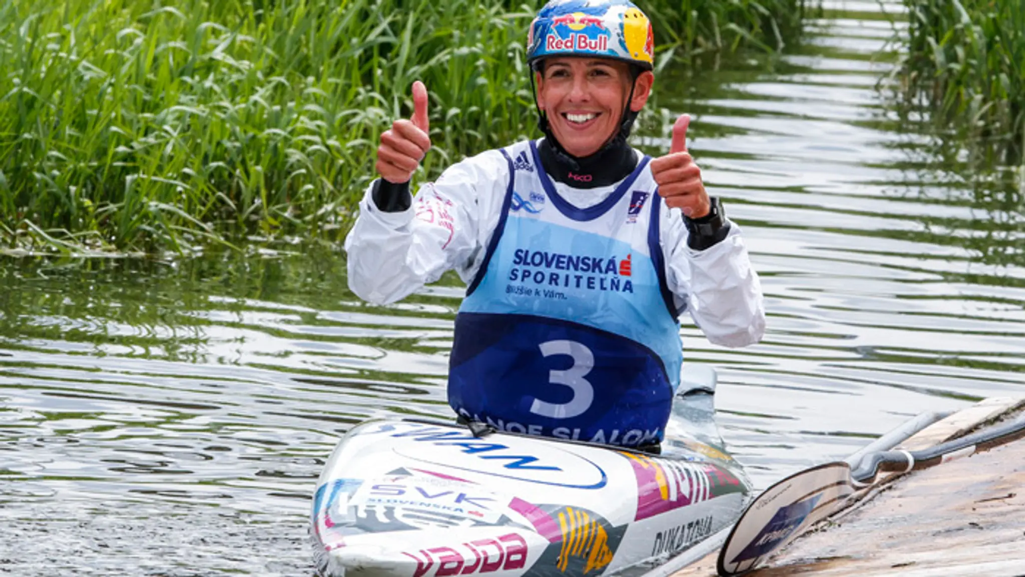 Jana Dukátová v kategórii K1 žien po finálovej jazde na ME vo vodnom slalome v Liptovskom Mikuláši.