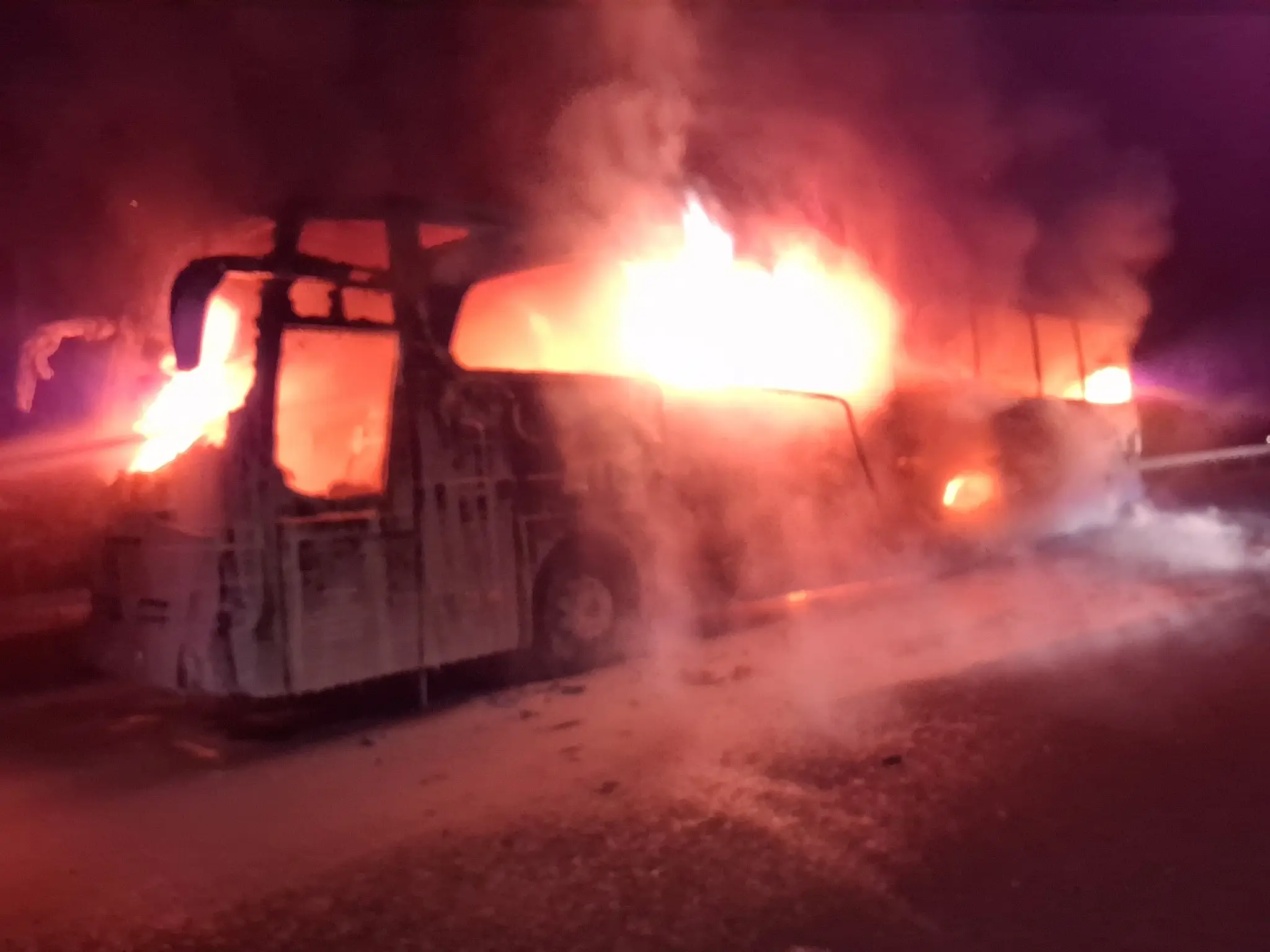 Požiar autobusu na Dargovskom kopci