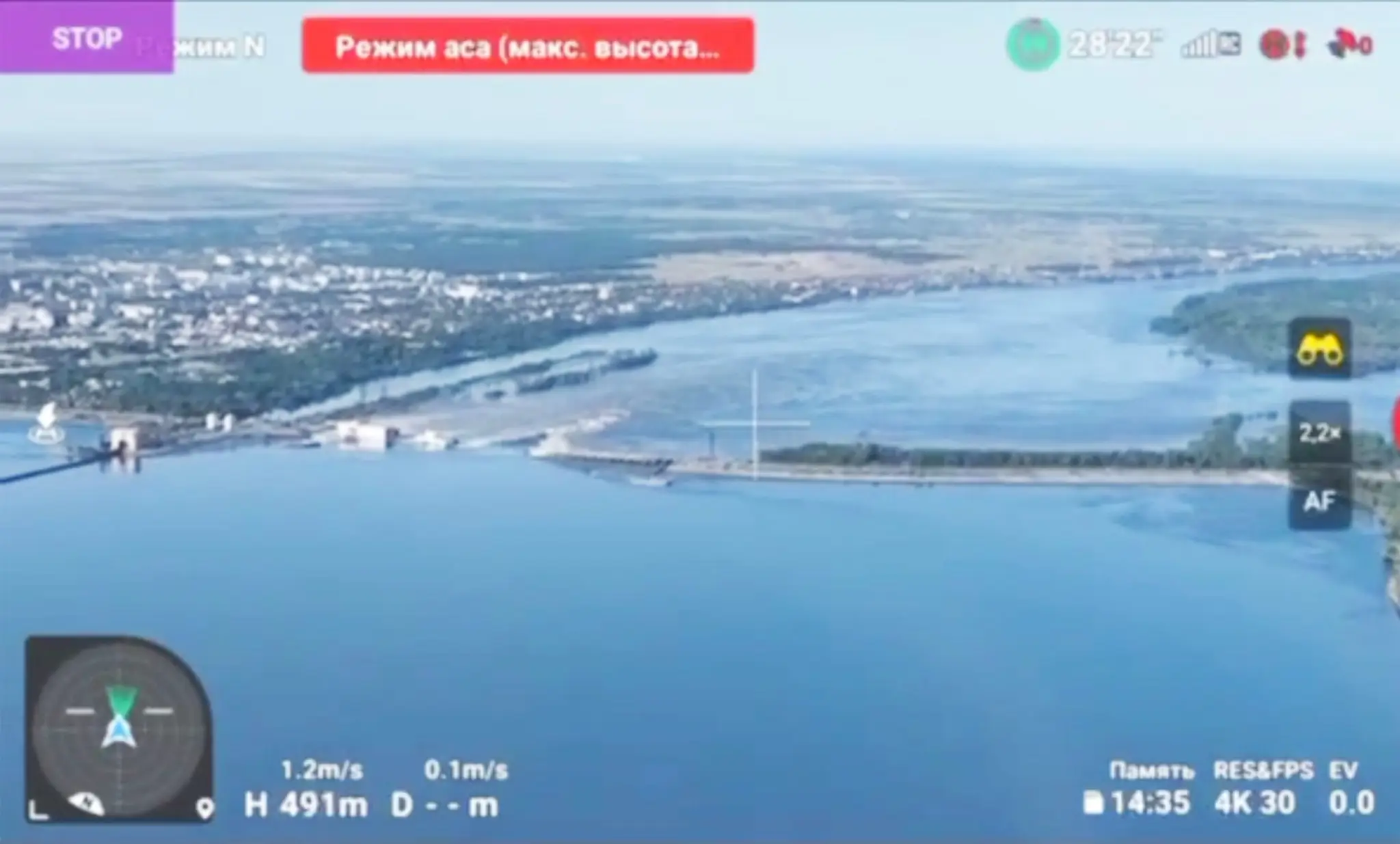 Zničená priehrada Nova Kachovka.