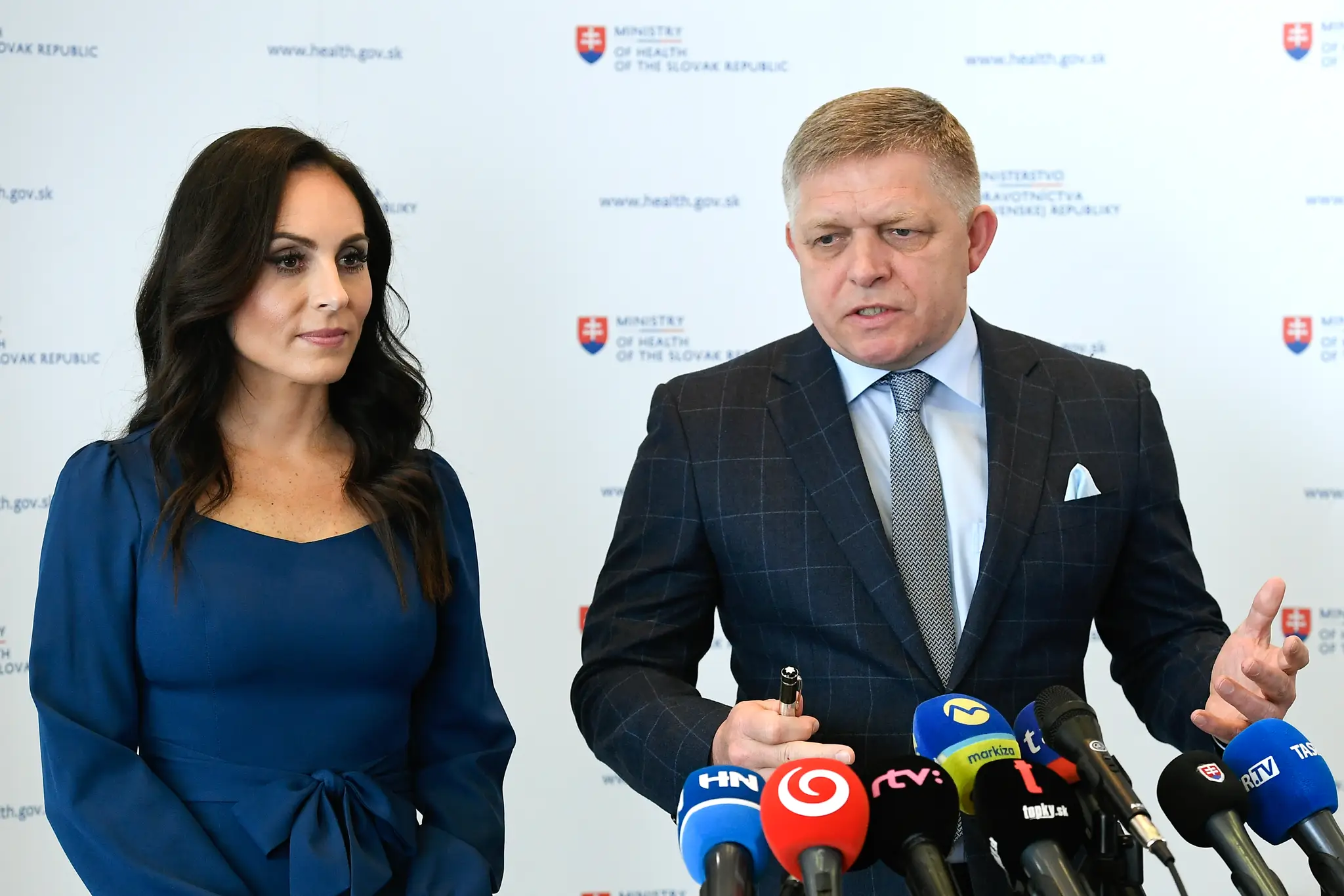 Zuzana Dolinková a Robert Fico na kontrolnom dni na ministerstve zdravotníctva.