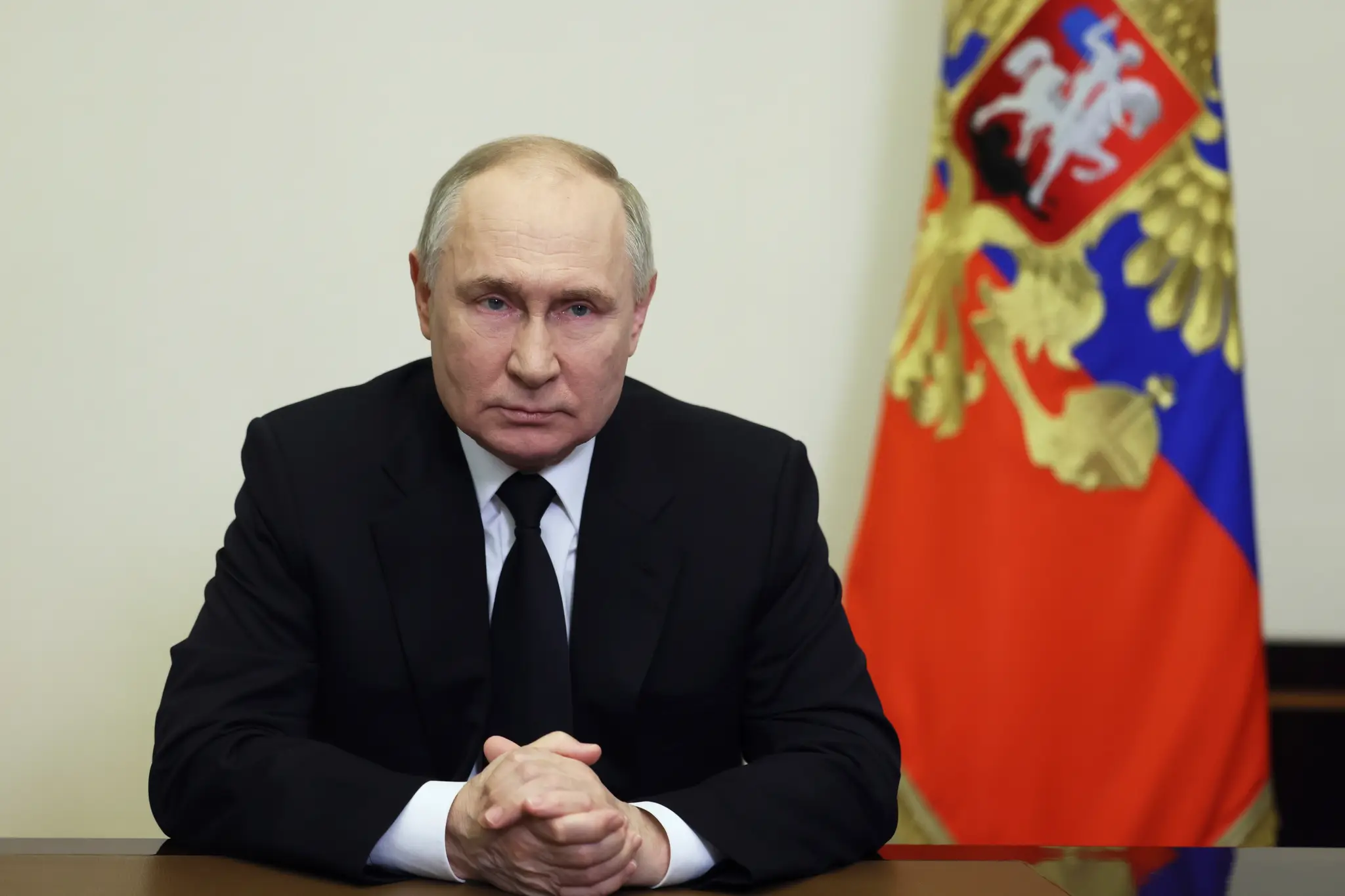 Ruský prezident Vladimir Putin hovorí k národu v Moskve.
