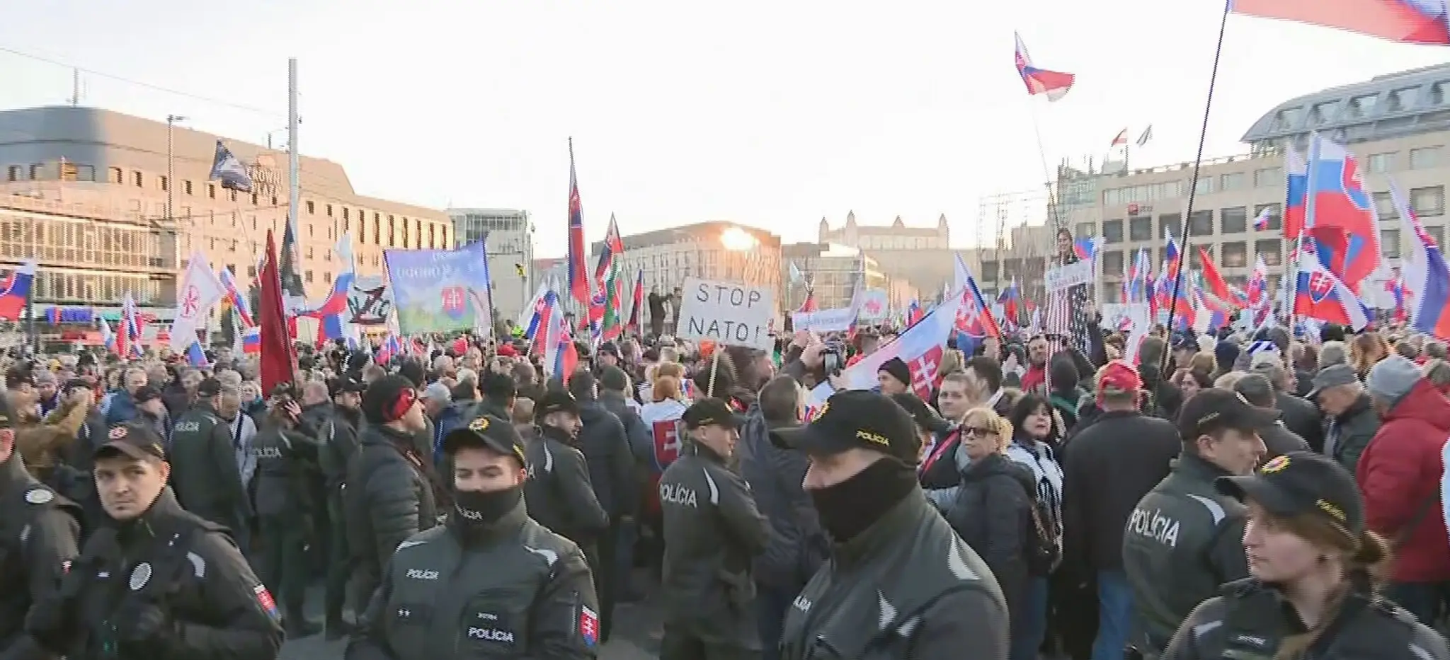 Záber z protestu.