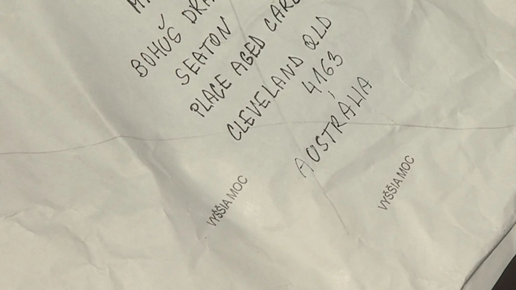 Vrátený list s čudným razítkom.