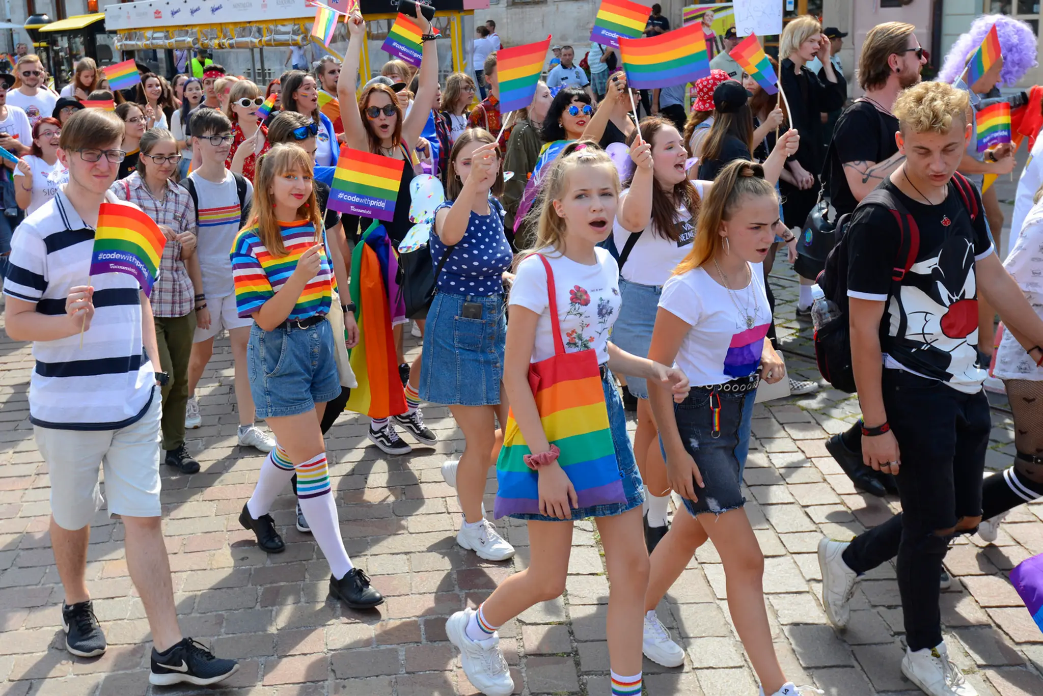 Na snímke účastníci pochodu PRIDE v Košiciach 24. augusta 2019.