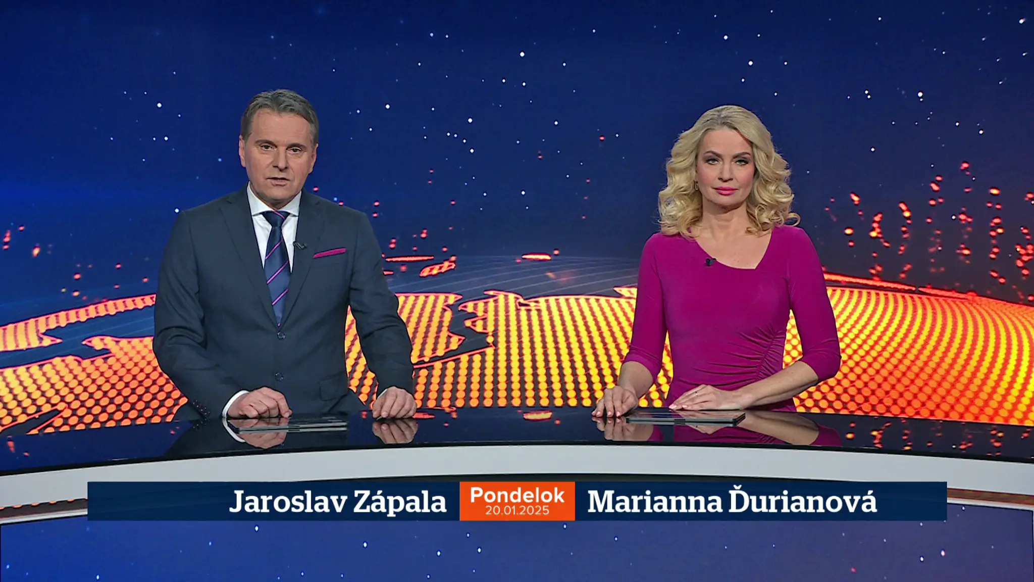 Jaroslav Zápala a Marianna Ďurianová v relácii Televízne noviny