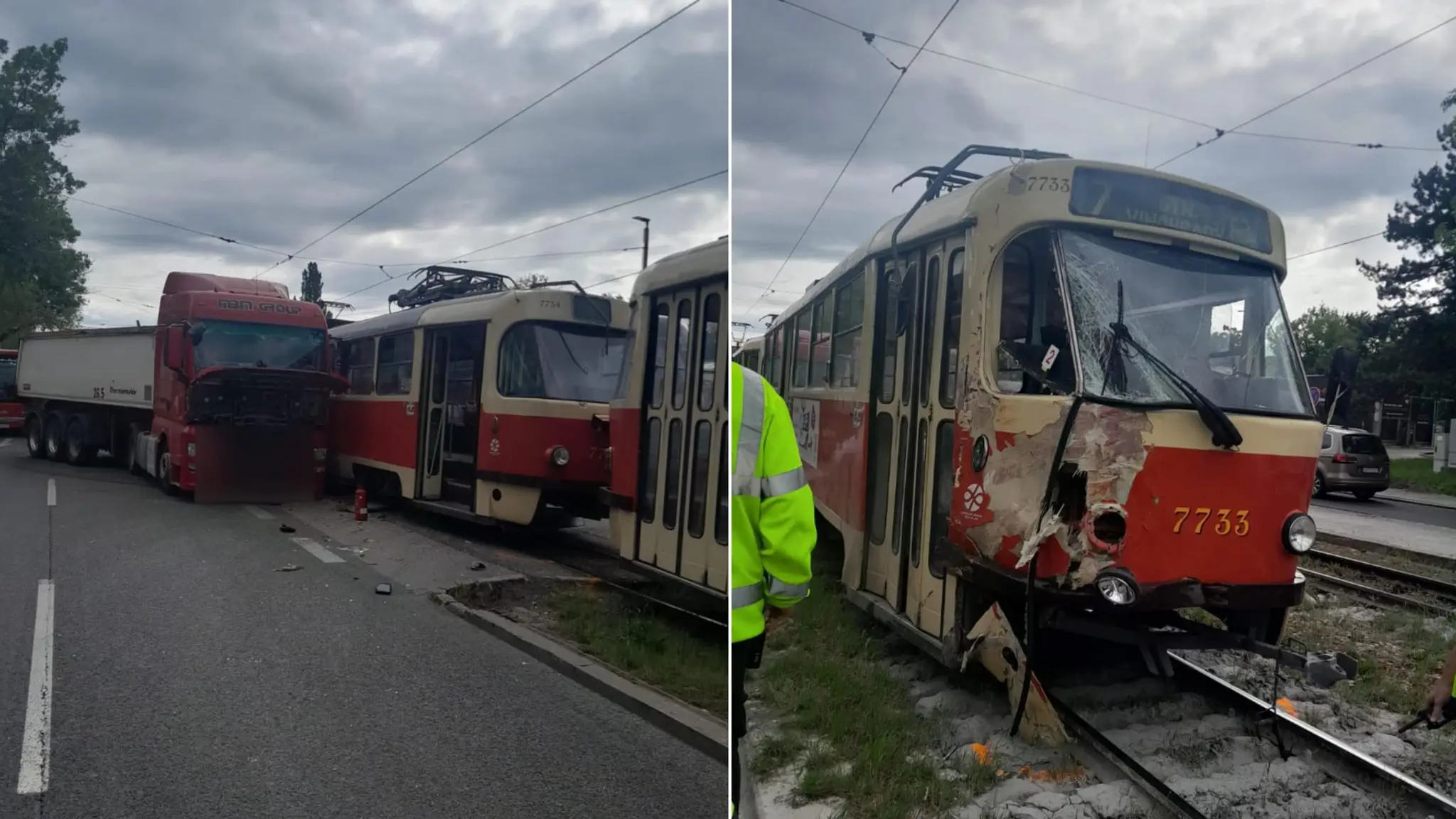Kamión sa zrazil s električkou.