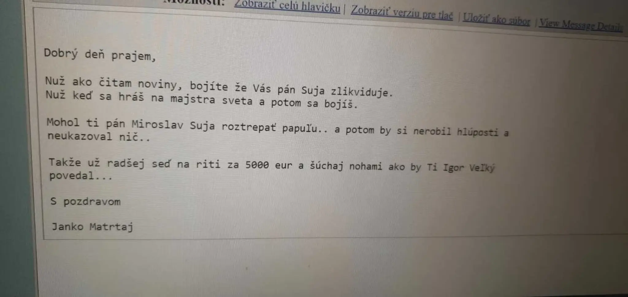 Slovné nadávky poslancovi SaS Miroslavovi Žiakovi.