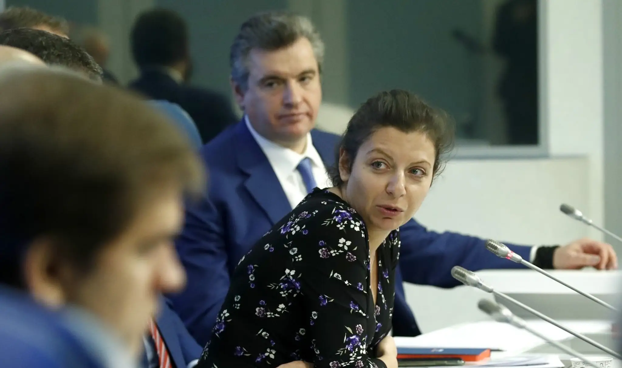 Margarita Simonjanová a Leonid Sluckij na archívnej snímke z roku 2021.