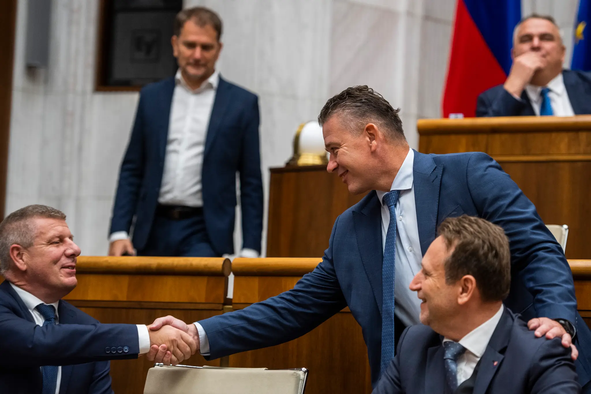 Na snímke zľava minister zdravotníctva Vladimír Lengvarský (nom.OĽaNO), minister financií Igor Matovič (OĽaNO), minister vnútra Roman Mikulec (OĽaNO) a minister pôdohospodárstva Samuel Vlčan (nom.OĽaNO)