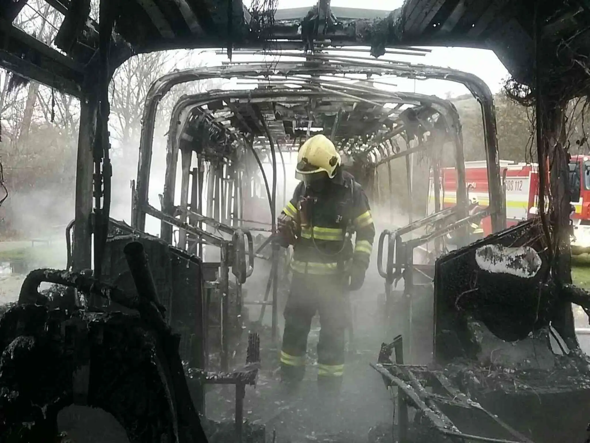 Požiar autobusu MHD v Bratislave.