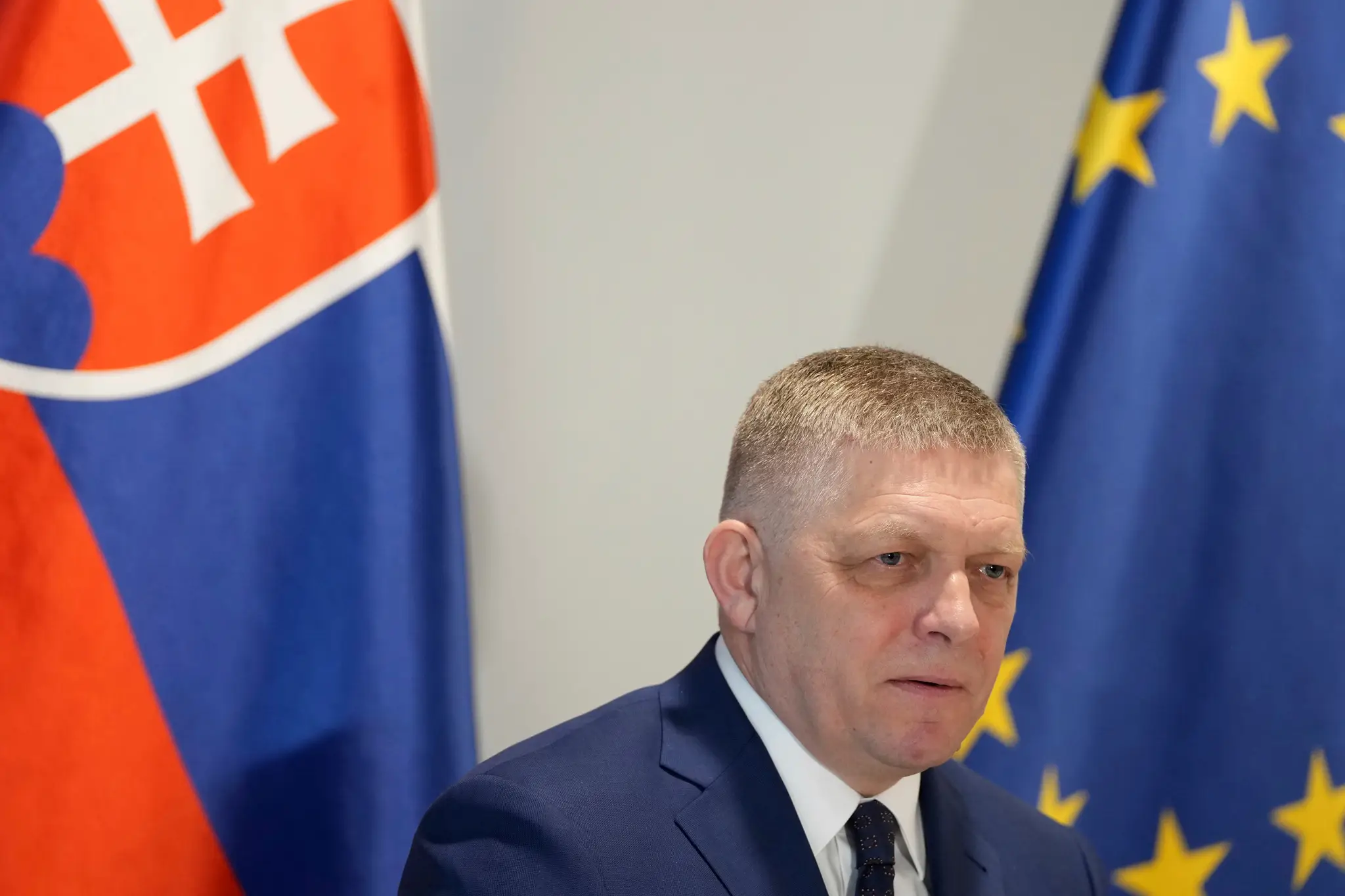 Robert Fico na tlačovej konferencii po rokovaní v Bruseli