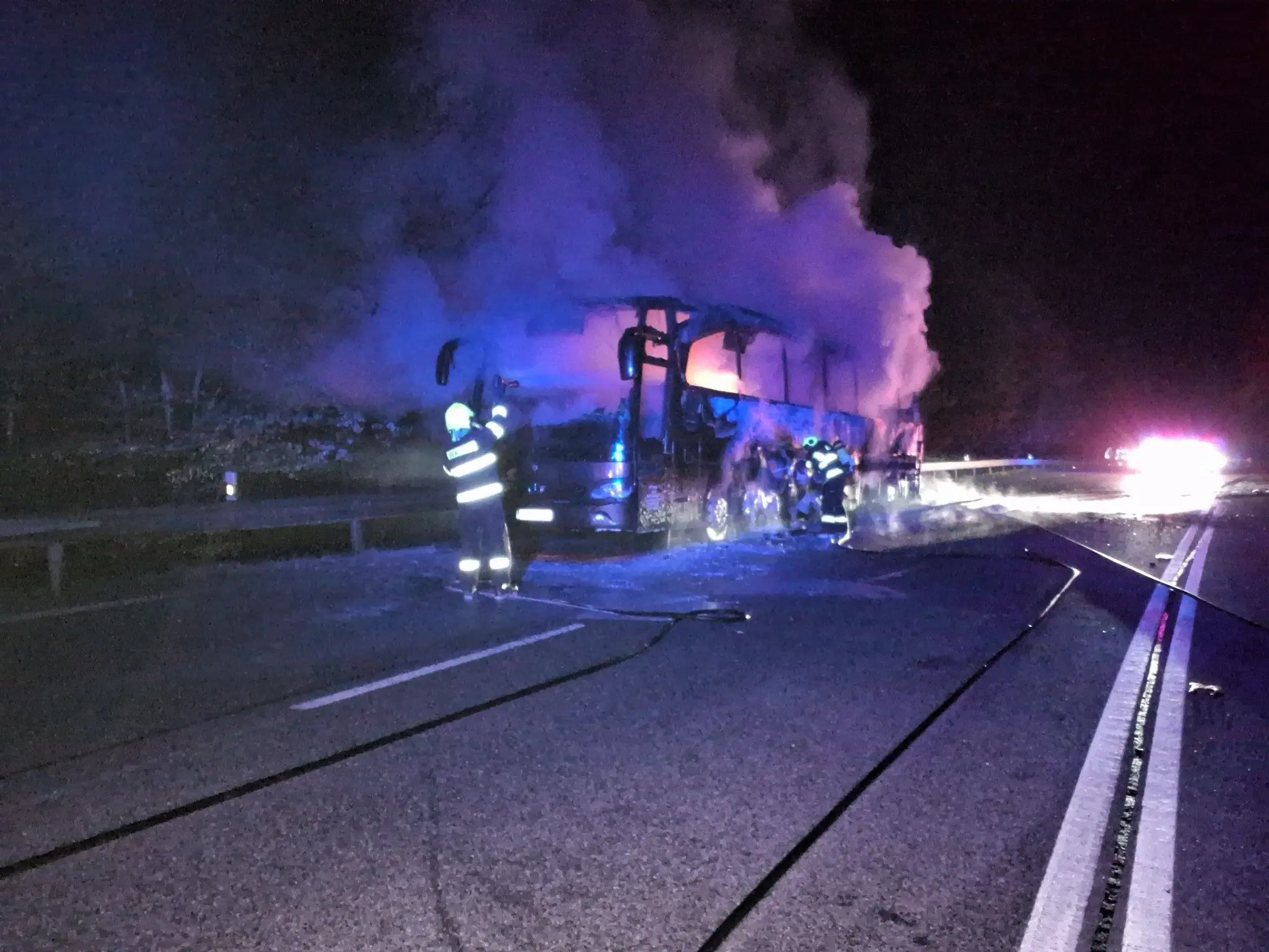 Požiar autobusu na Dargovskom kopci