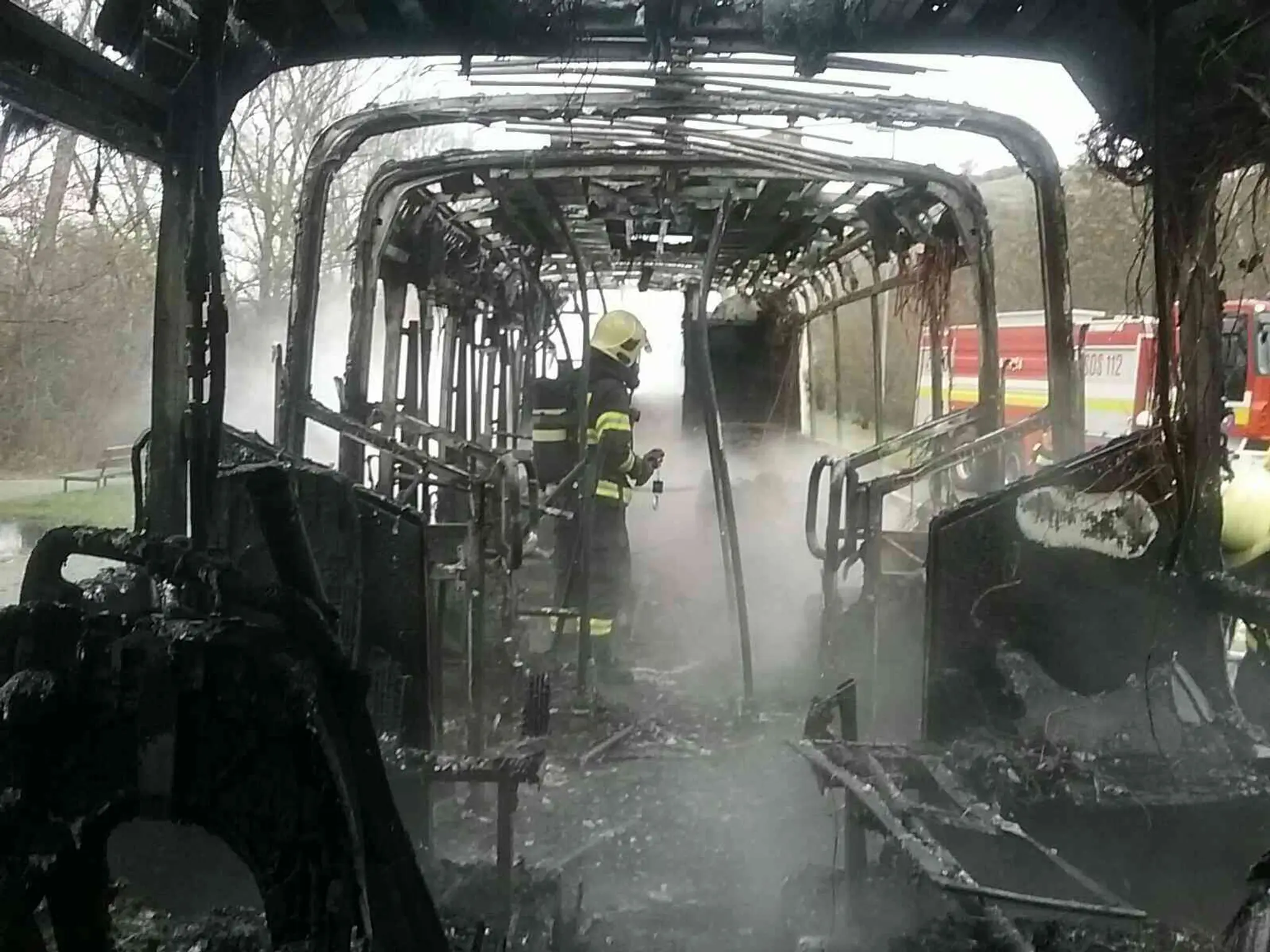 Požiar autobusu MHD v Bratislave.