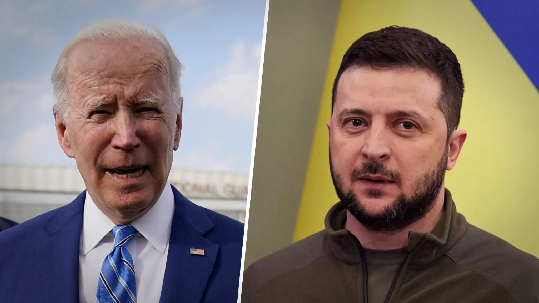 Joe Biden a Volodymyr Zelenskyj.