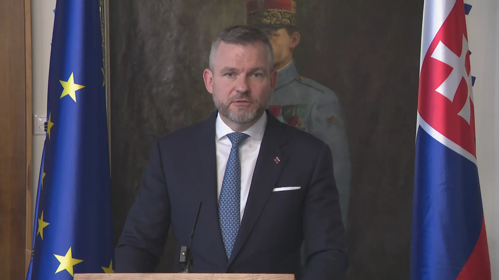 Peter Pellegrini na tlačovej konferencii.