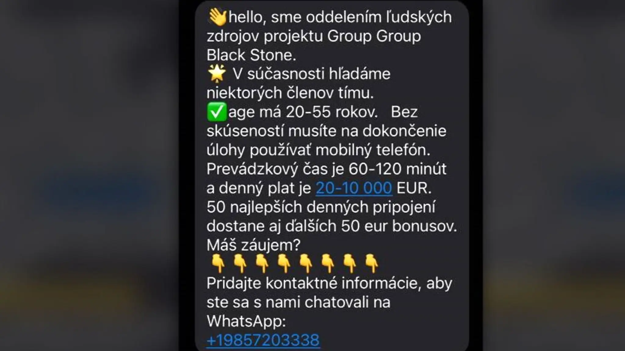 Podvodné ponuky práce.