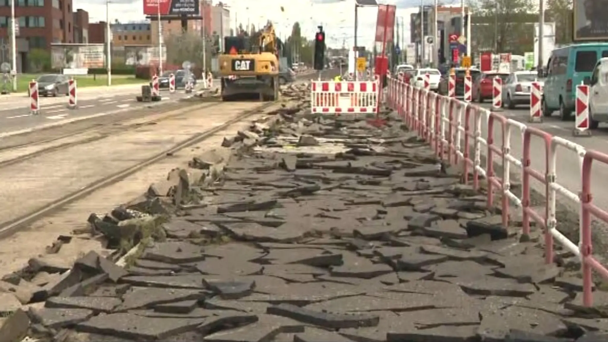 Oprava električkovej trate na križovatke Bojnická a Vajnorská.