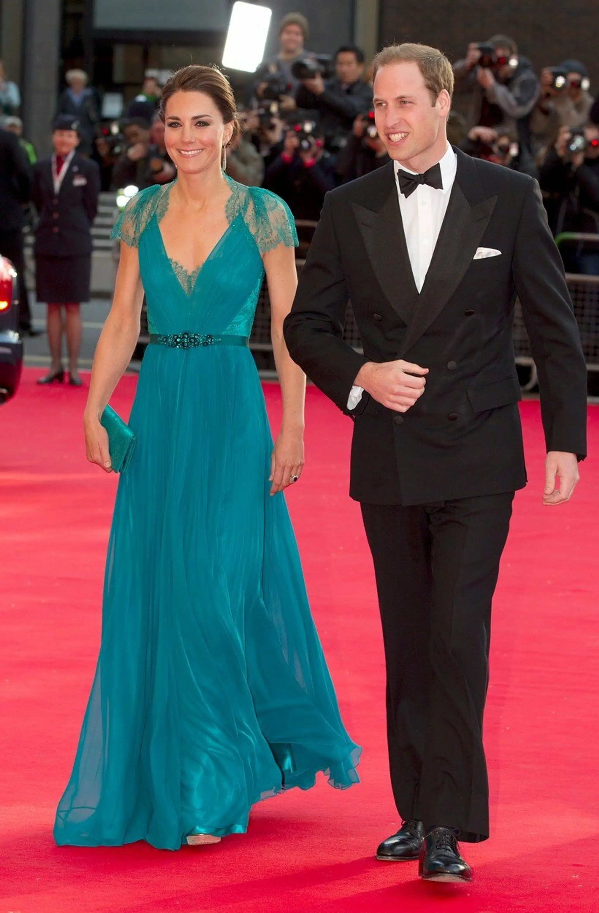 Kate Middleton v róbe od Jenny Packham v roku 2012.