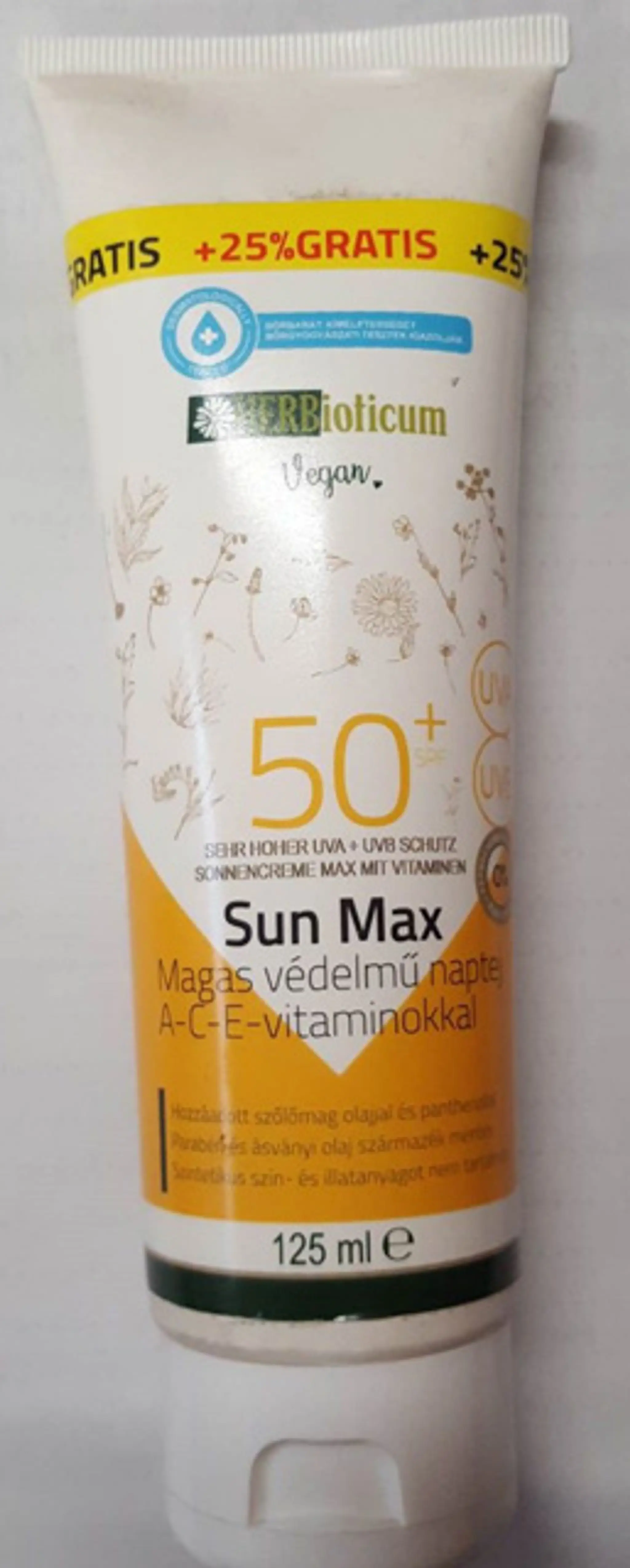 HERBIOTICUM Sun Max lotion - Magas védelmű naptej A-C-E vitaminokkal