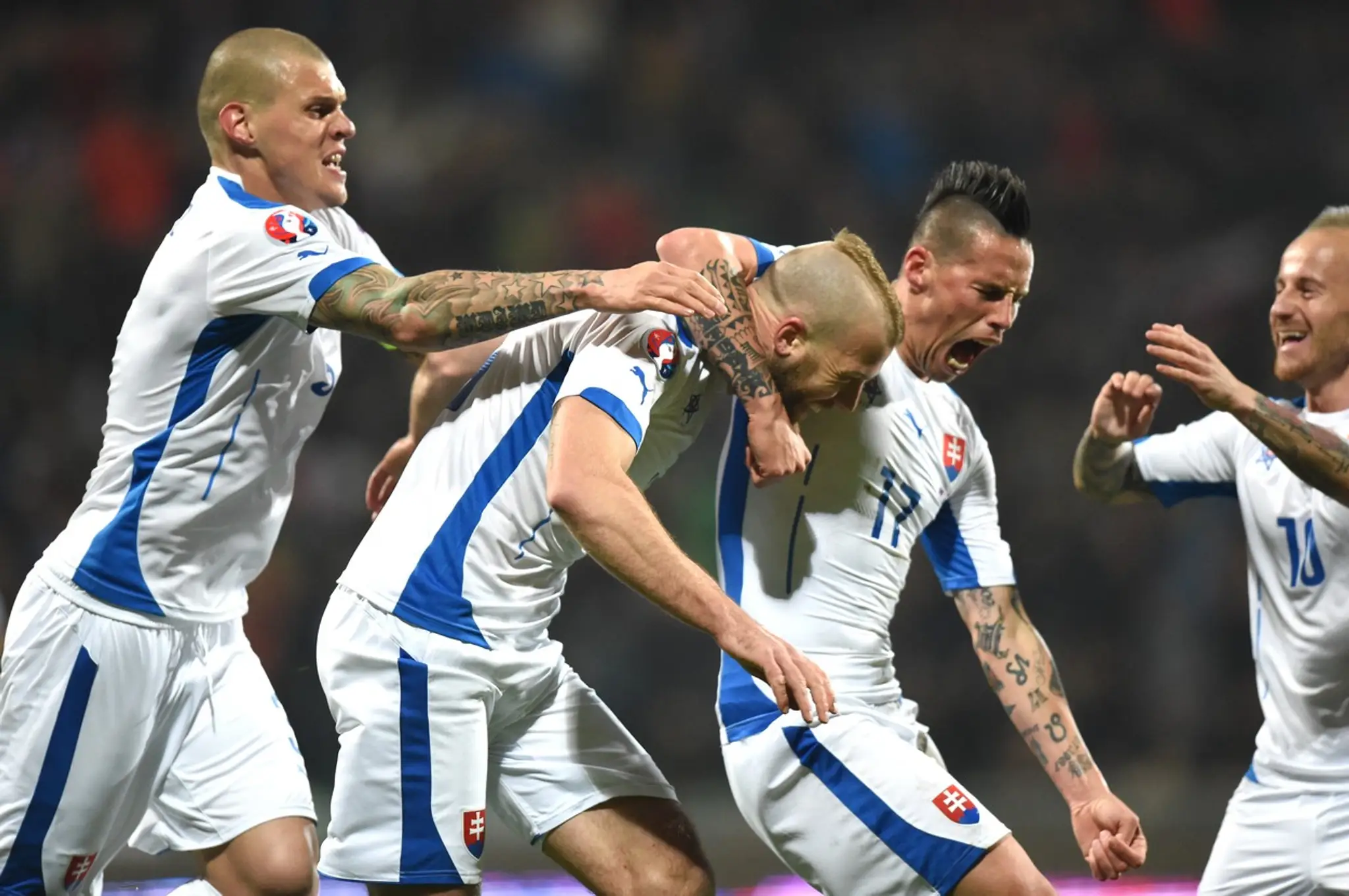 Martin Škrtel, Adam Nemec, Marek Hamšík and Miroslav Stoch
