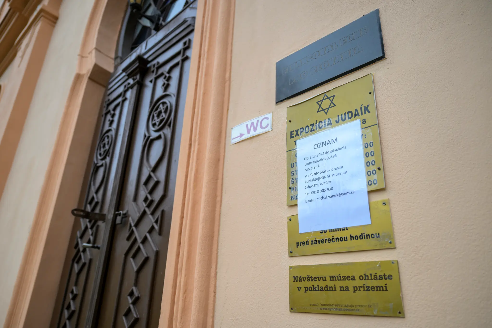 Expozícia judaík v budove Židovskej synagógy v Prešove je od 1. decembra zatvorená