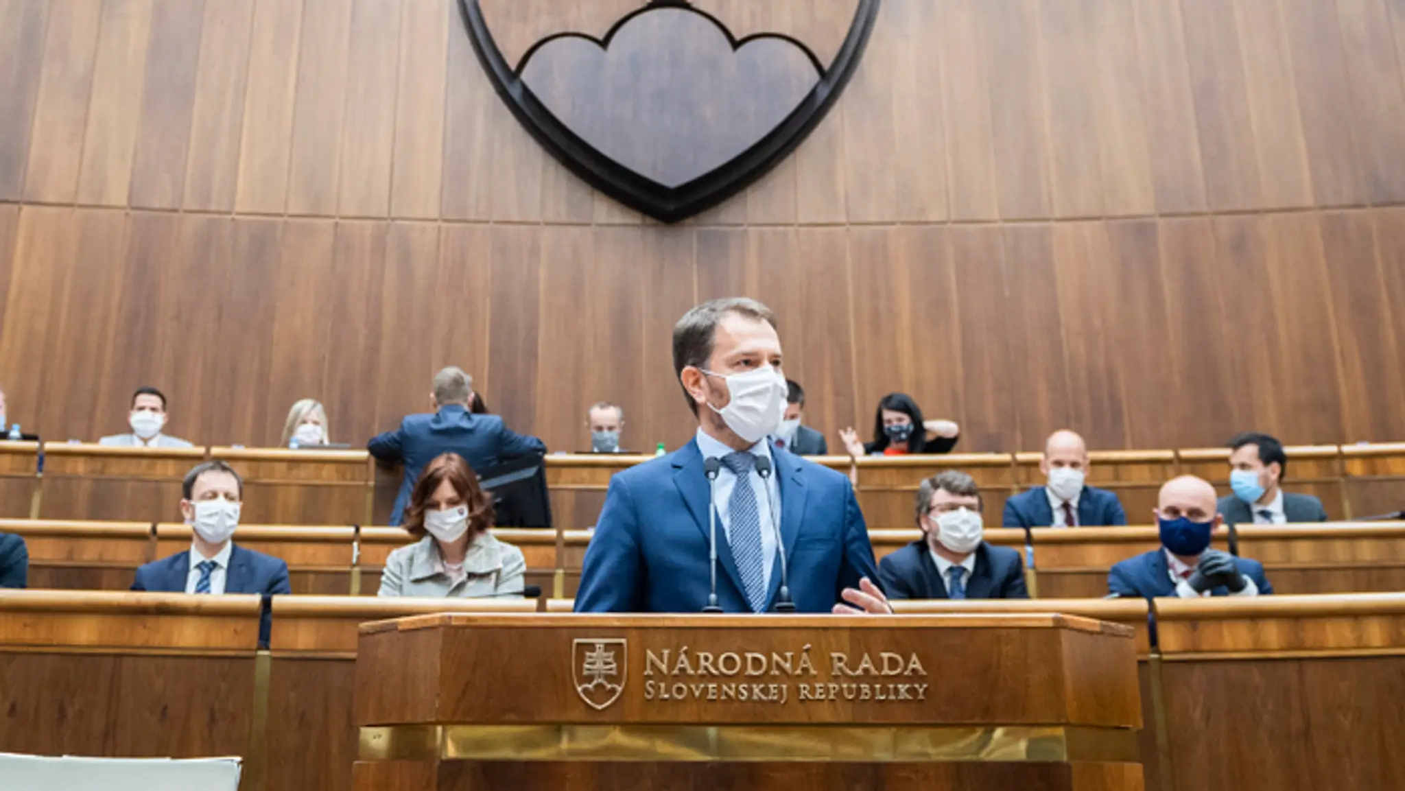 Premiér Igor Matovič pri predkladaní programového vyhlásenia v parlamente.