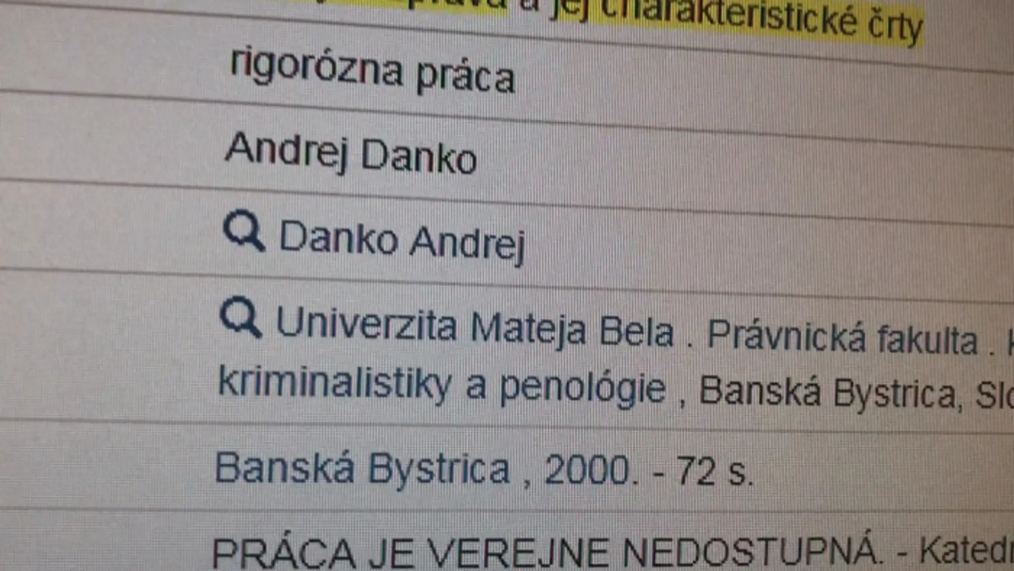 Rigorózna práca Andreja Danka.