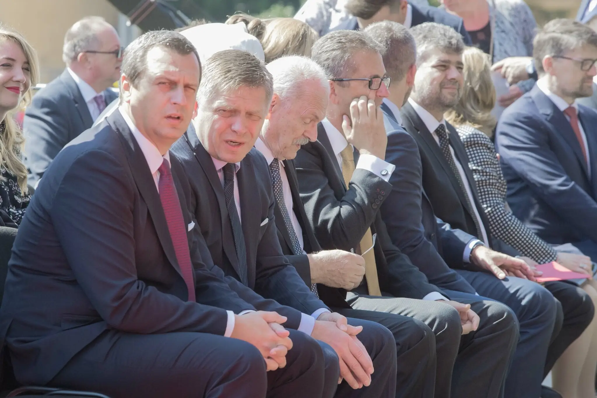 Andrej Danko a Robert Fico na oslavách SNP v Banskej Bystrici.