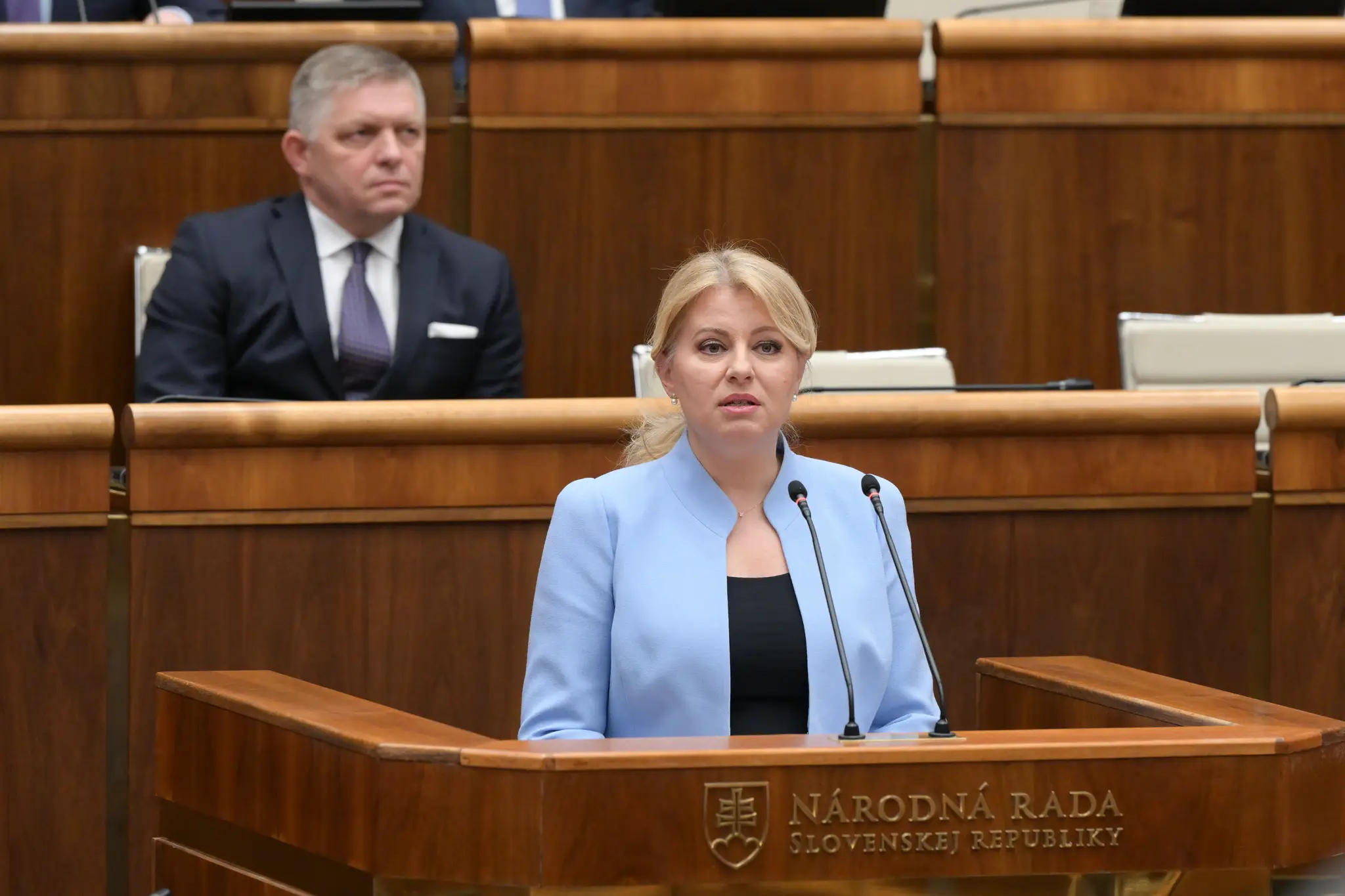 Na snímke prezidentka Zuzana Čaputová počas vystúpenia v pléne.
