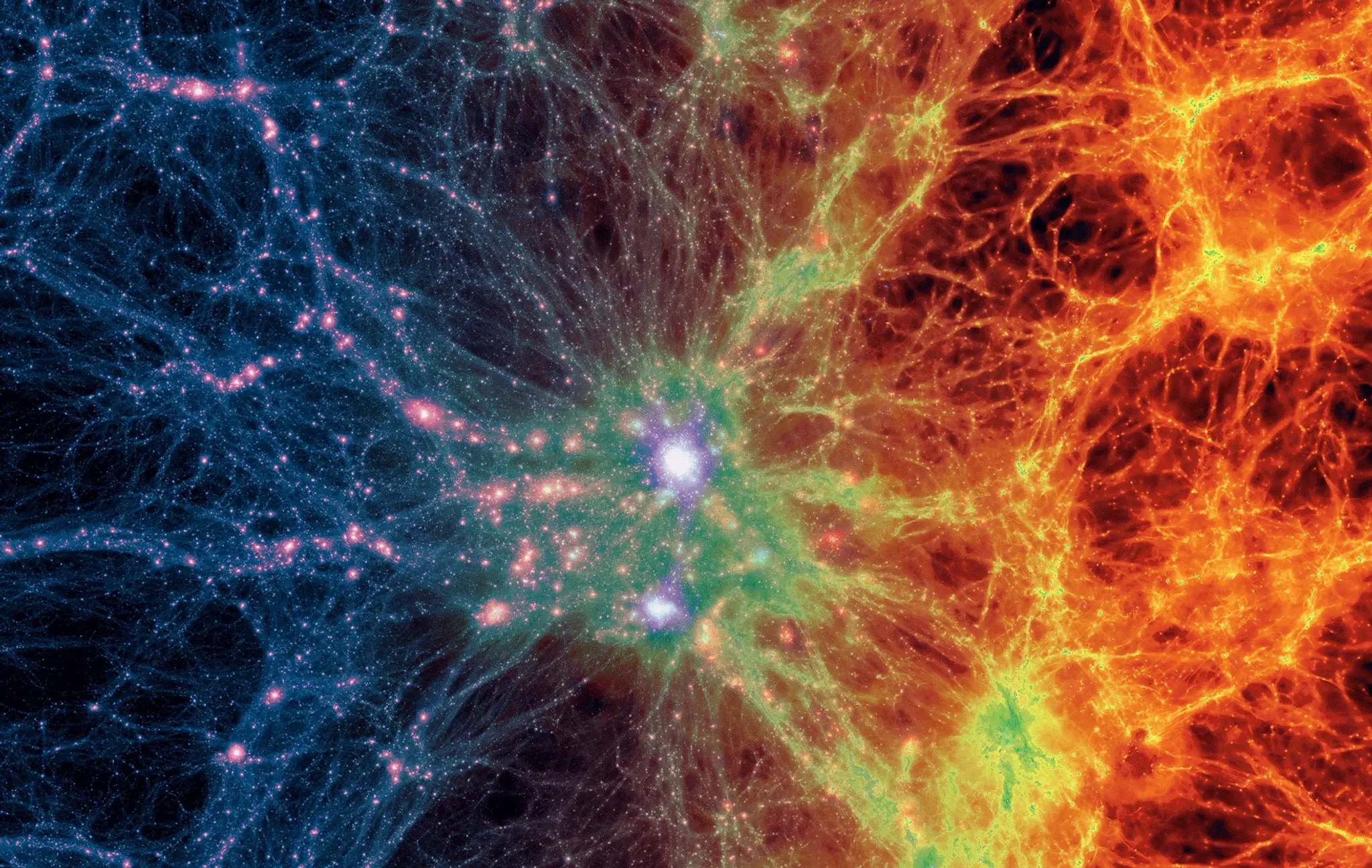 Predstava vesmírnych vlákien spájajúcich galaxie.