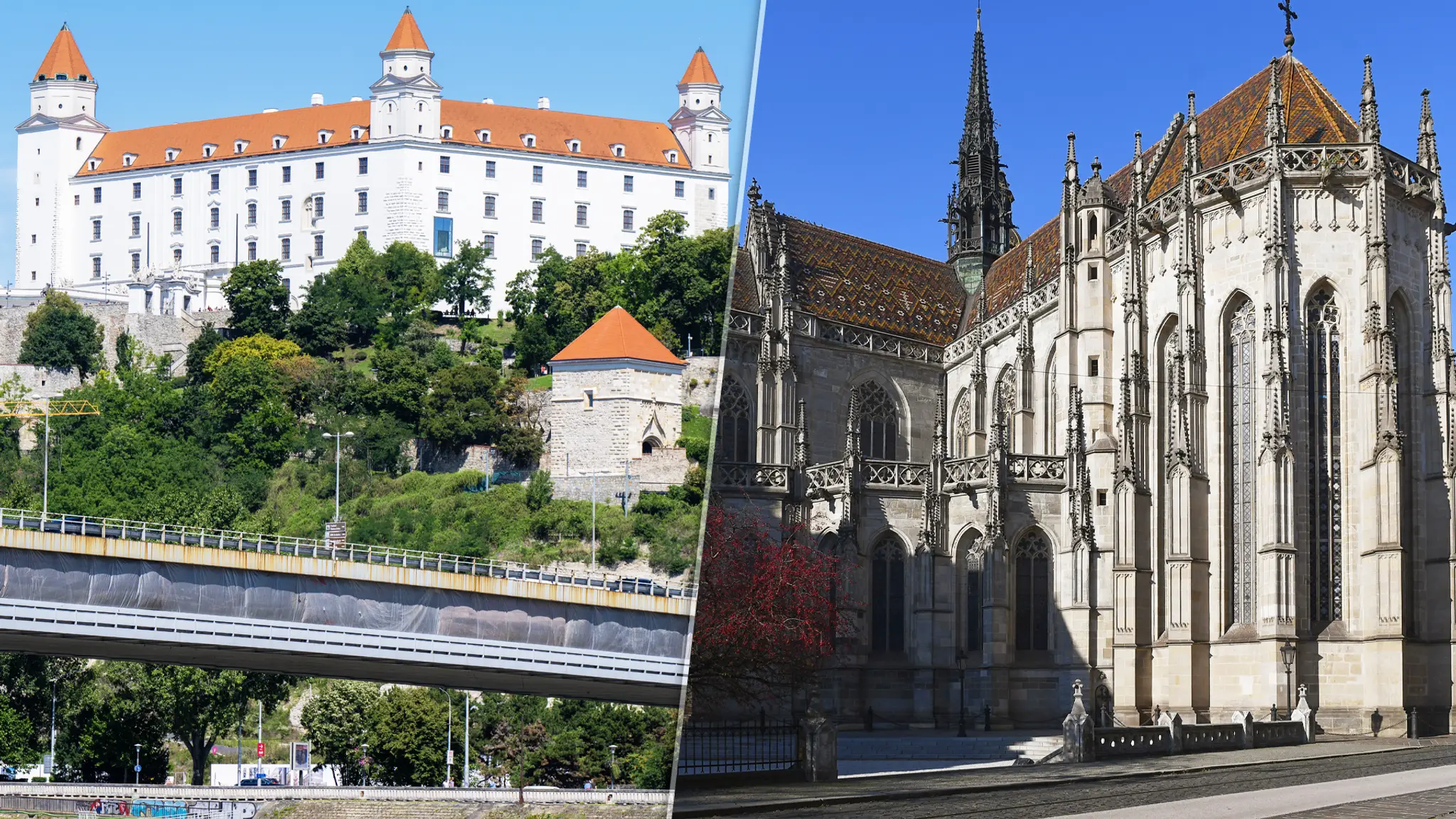Bratislavský hrad a Dóm sv. Alžbety v Košiciach