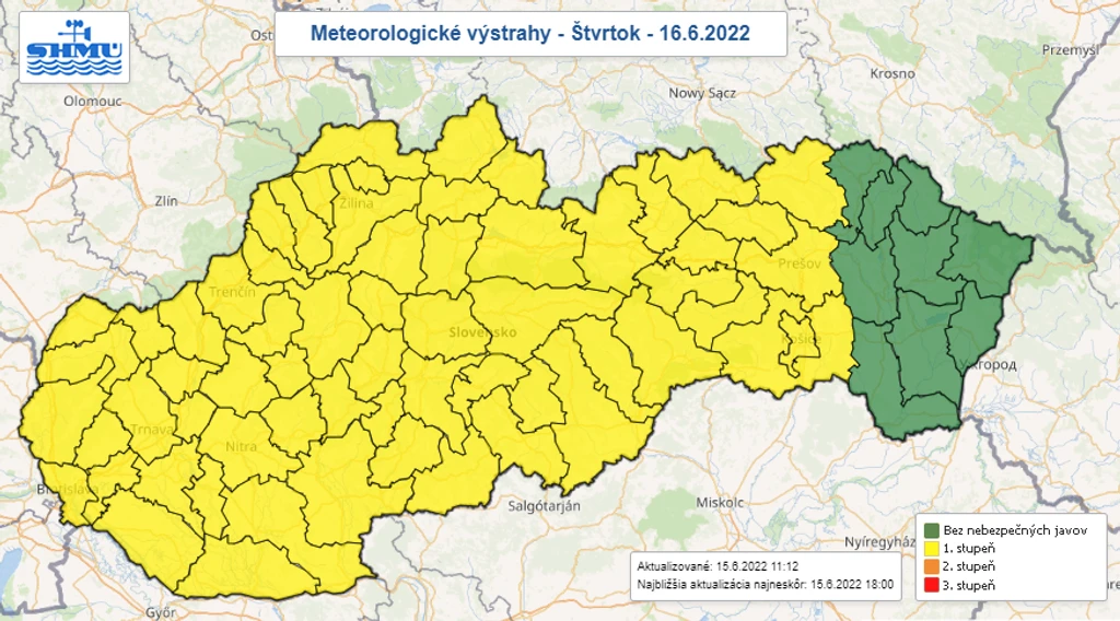 Mapa výstrah.