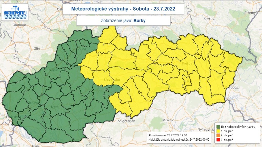 Výstrahy pred búrkami.